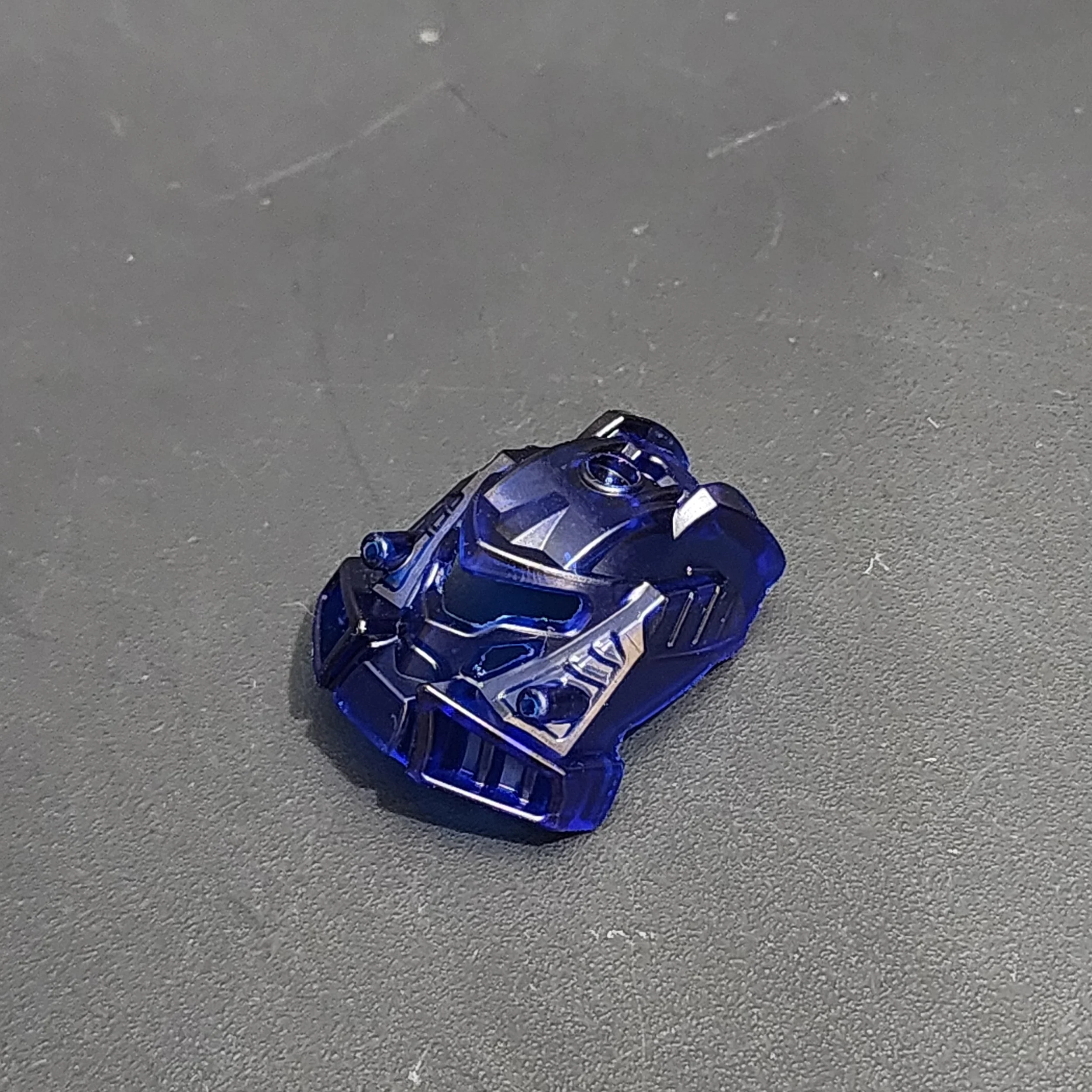 Very dark transparent blue evo brain attack mask