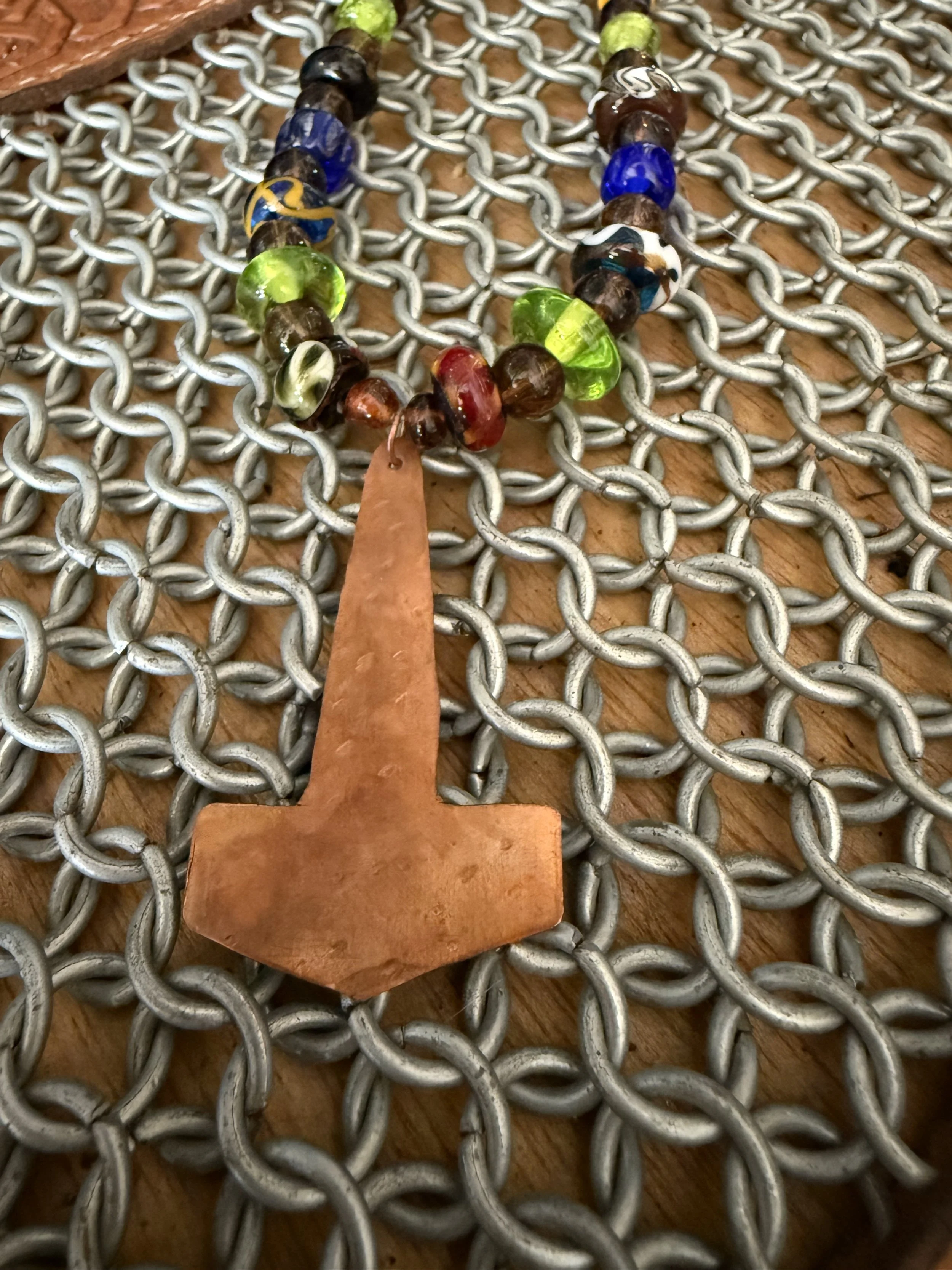 Ribe Beads and copper hammer Necklace