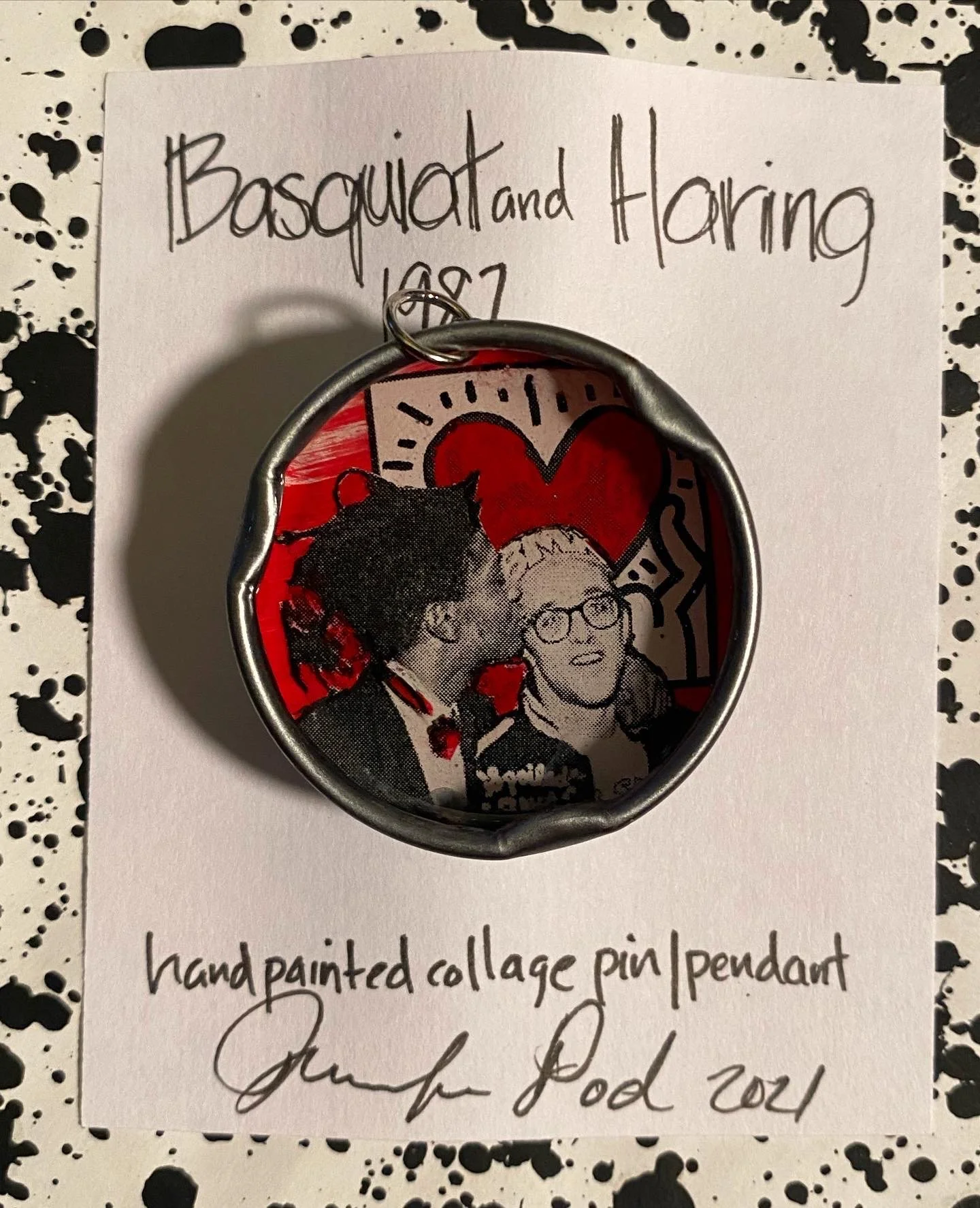 Basquiat and Haring Bottle Cap Necklace Pin