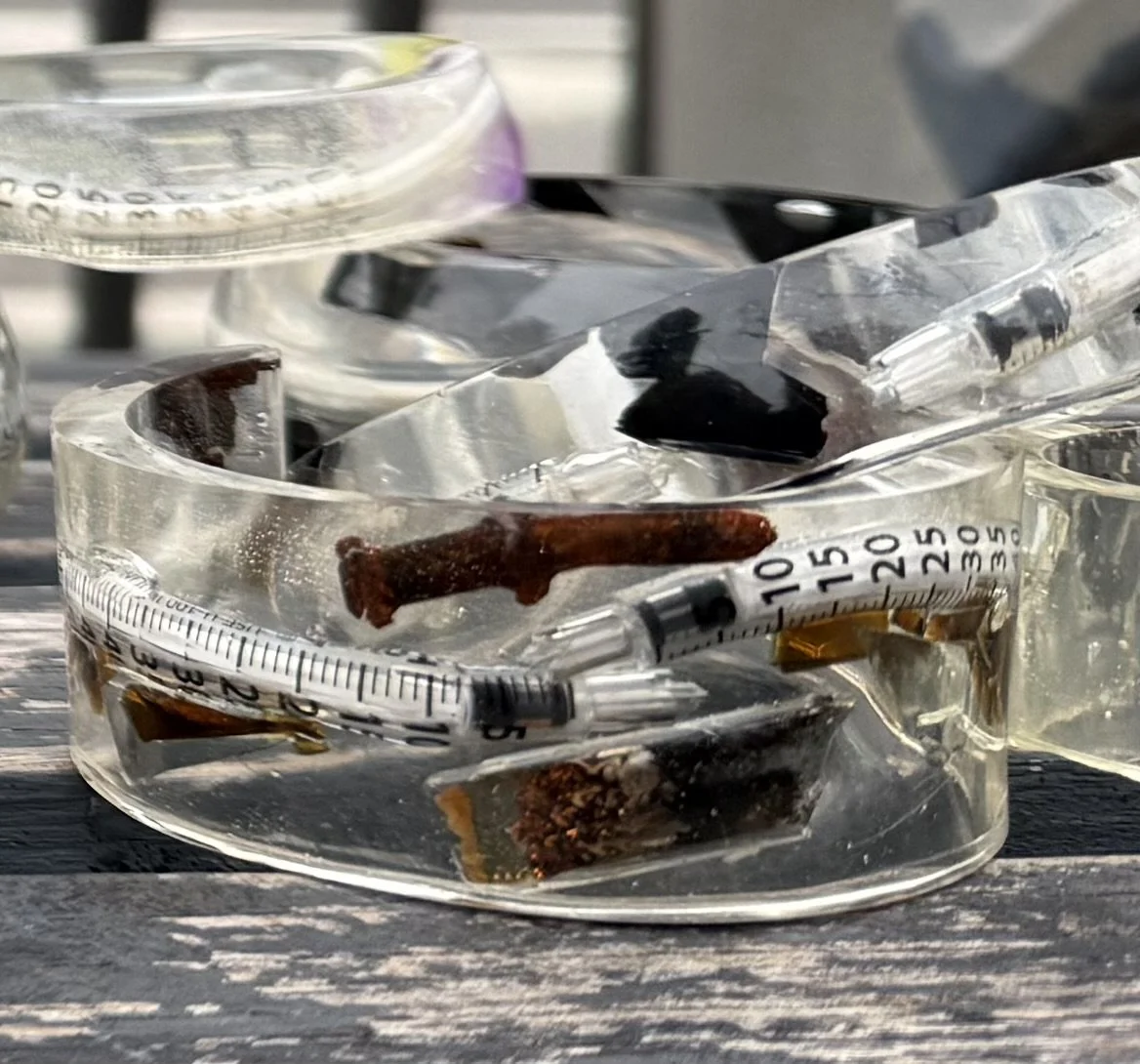 Street Syringes, Crack Pipe & Other Rusty Found Objects