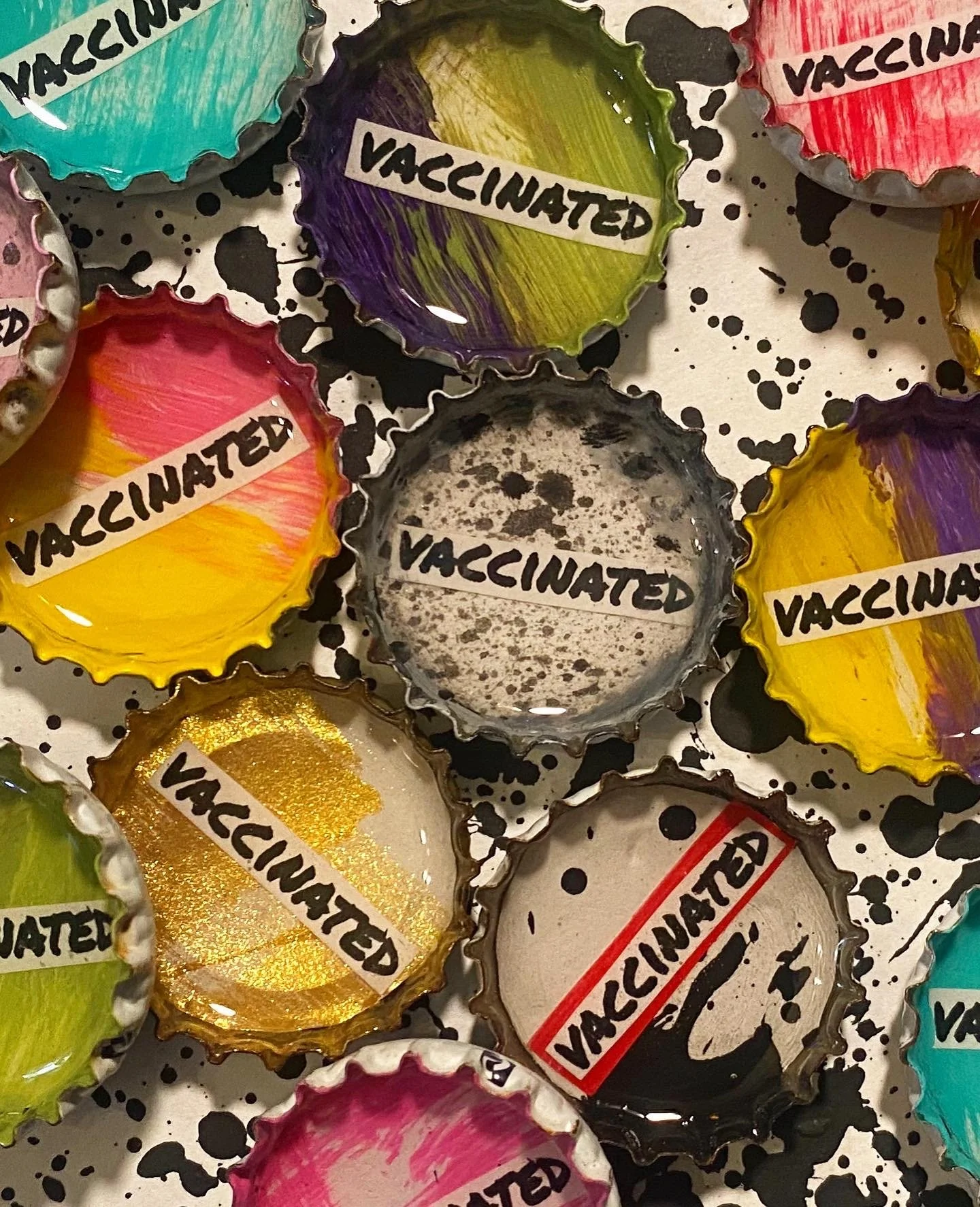 Vaccinated Bottle Cap Pins