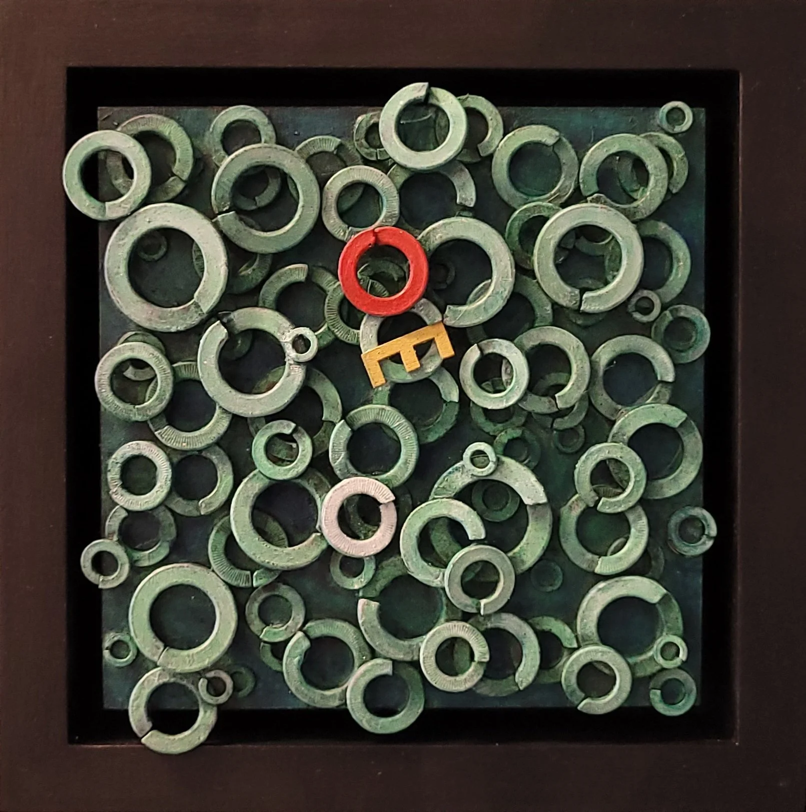 Circular  6x6 framed  Mixed Media  :  SOLD
