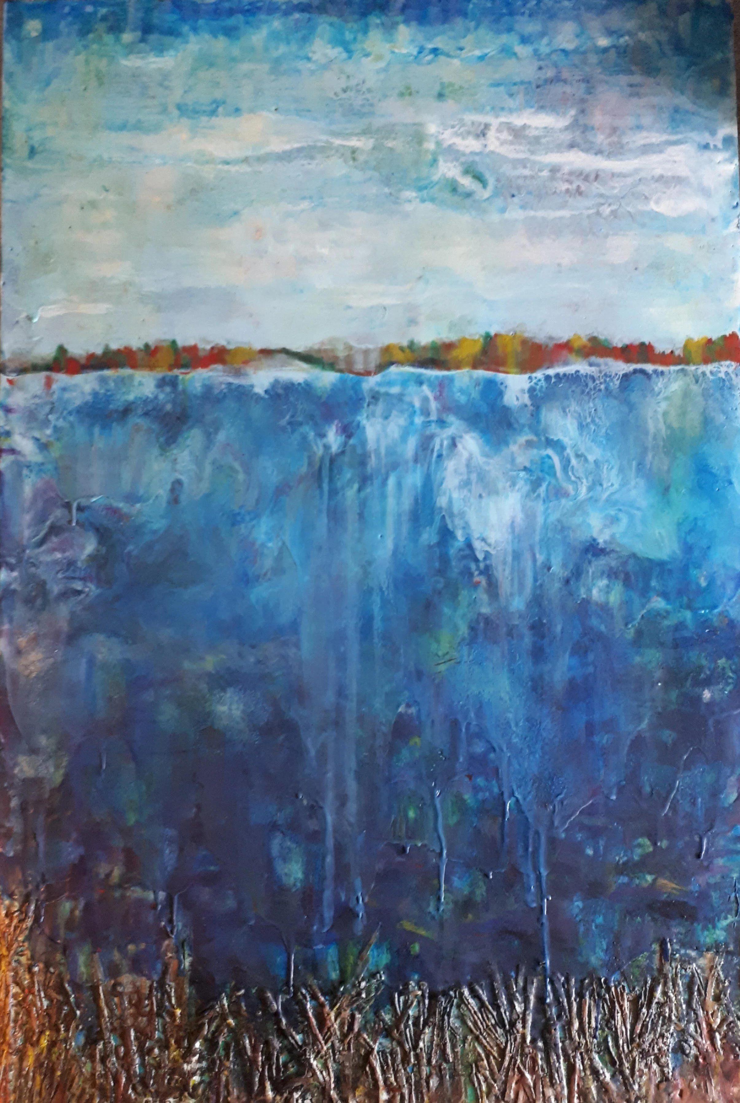 Autumn Heat  36x24  Encaustic Mixed Media :  SOLD