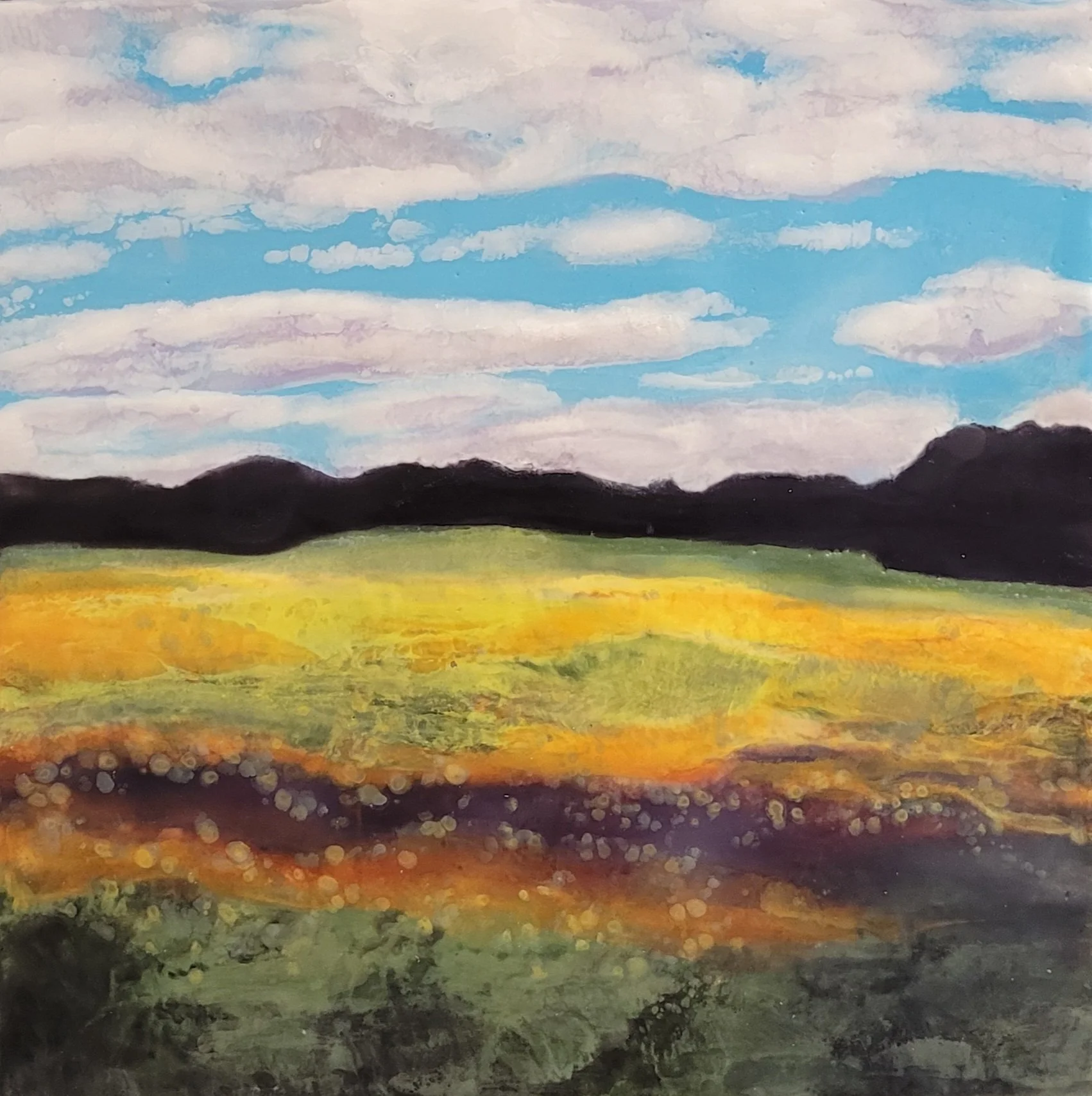 Gloe  12x12  Encaustic  :  SOLD