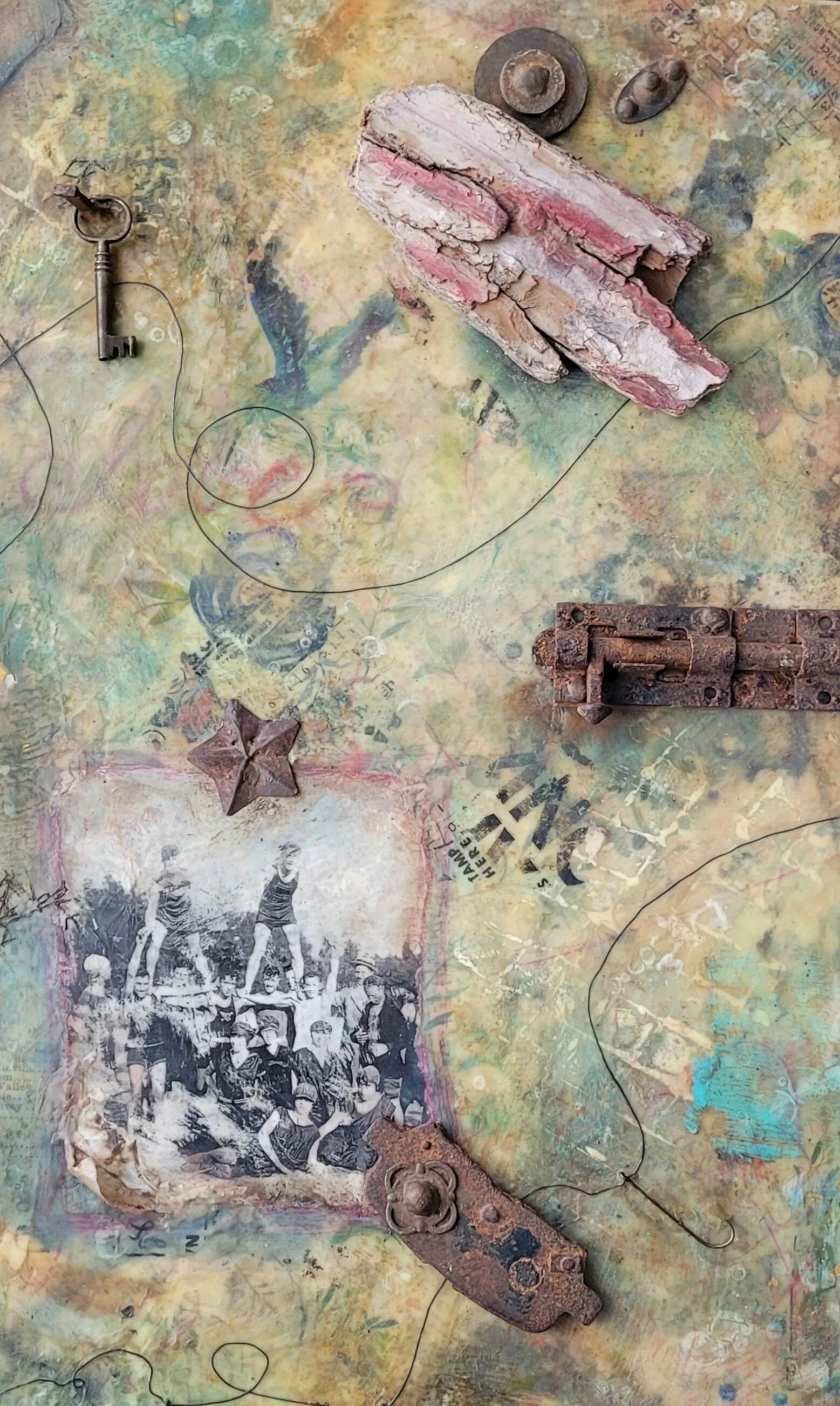 A Piece of the Old Cabin  Encaustic Mixed Media  :  SOLD