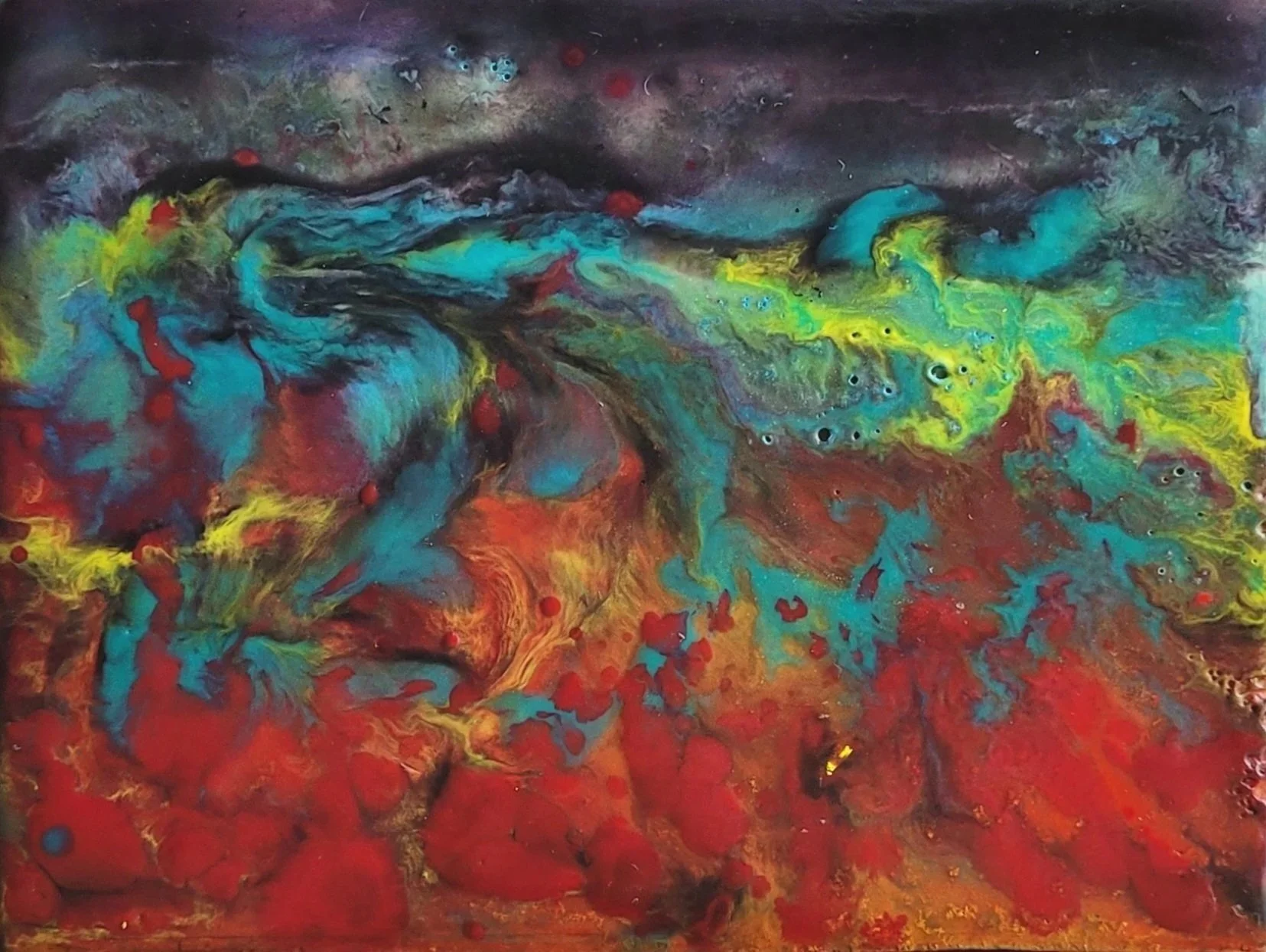 The Fire Below  4x6  Encaustic  :  SOLD