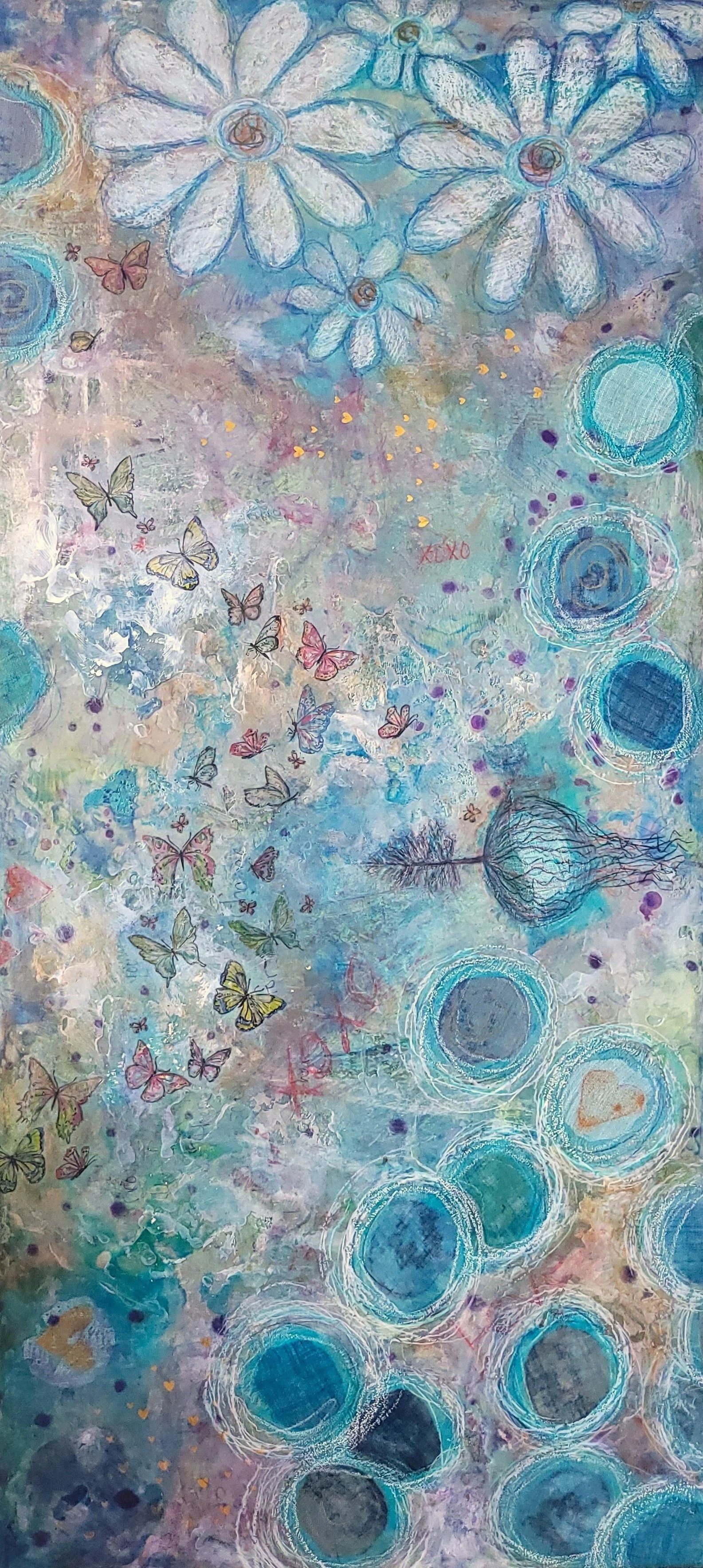 Spirit Dance  35x16  Encaustic Mixed Media  :  SOLD