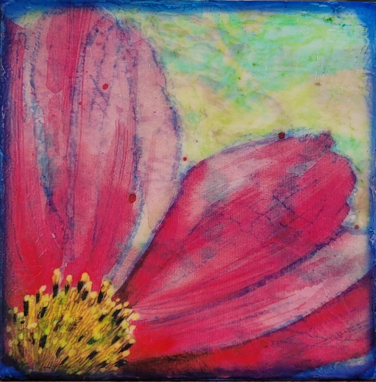 Peaceful Days  5x5 Encaustic Mixed Media  :  SOLD