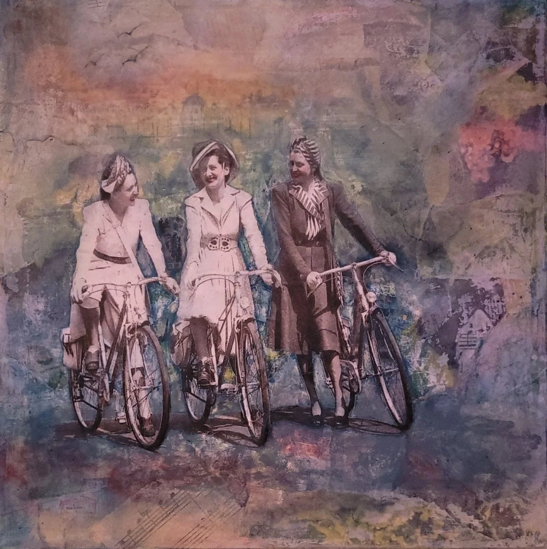 A Day to Remember  12x12 Encaustic Mixed Media  :  SOLD