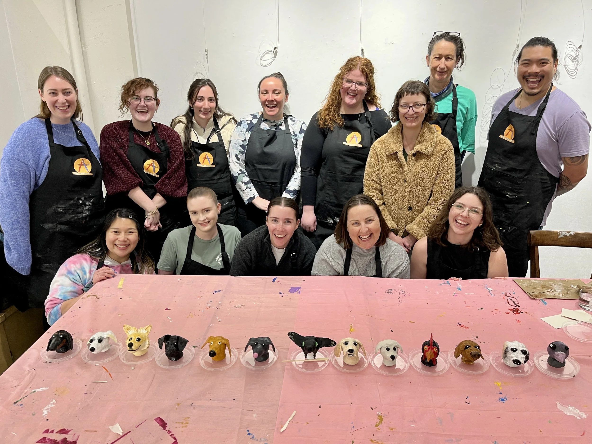Make Art - Eat Cake participants with finished pet sculptures.JPG