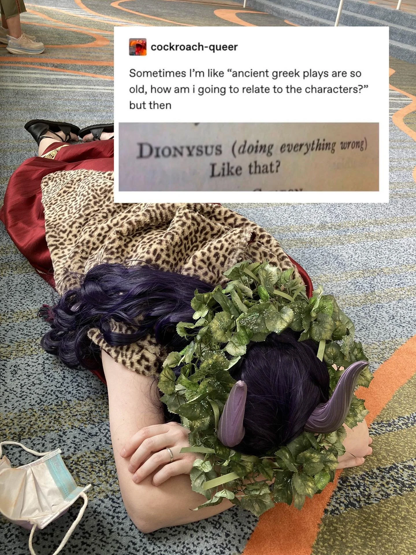 Felt like making some memes of my Dionysus costume, so here you all go :) I hope you enjoy 💫 the classics 💫

#cosplay #mythology #dionysus #dionysos #mythologycosplay #greekmythology #thefrogs #thebacchae
