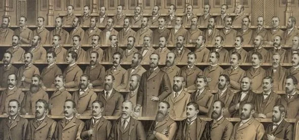 Irish members in their seats in the House of Parliament, 1886