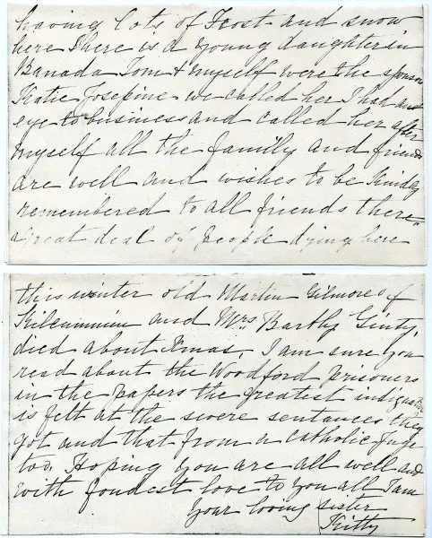 Letter to JF Armstrong from his sister, Kitty Armstrong, 1887