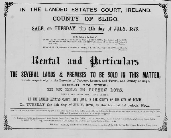 Nicholson Estate Sale July 1876