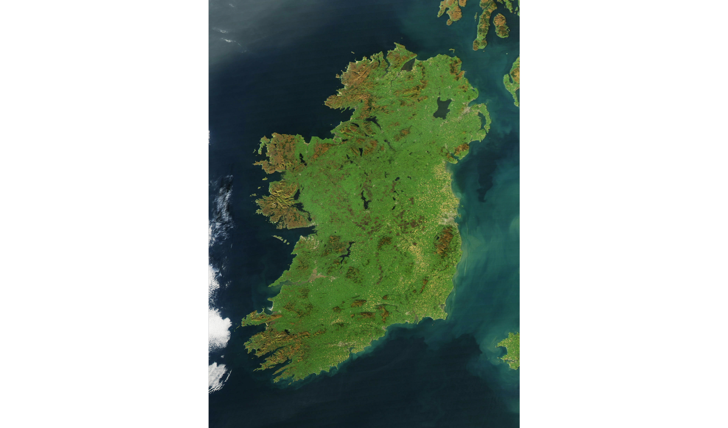 Satellite view of Ireland, 2010