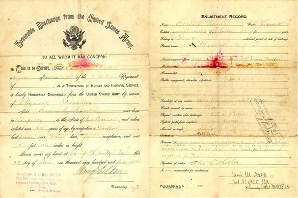 Ellis Levi Wheeler, WWI Army Discharge, 1917