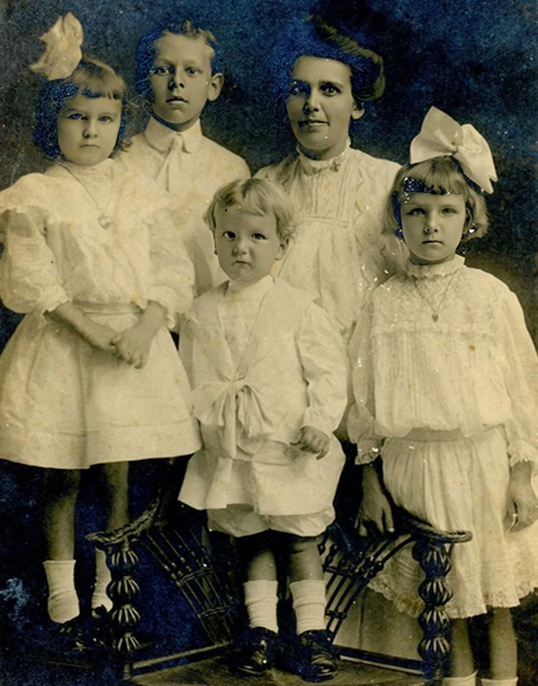 Mae Brennan with her mother and siblings, 1909