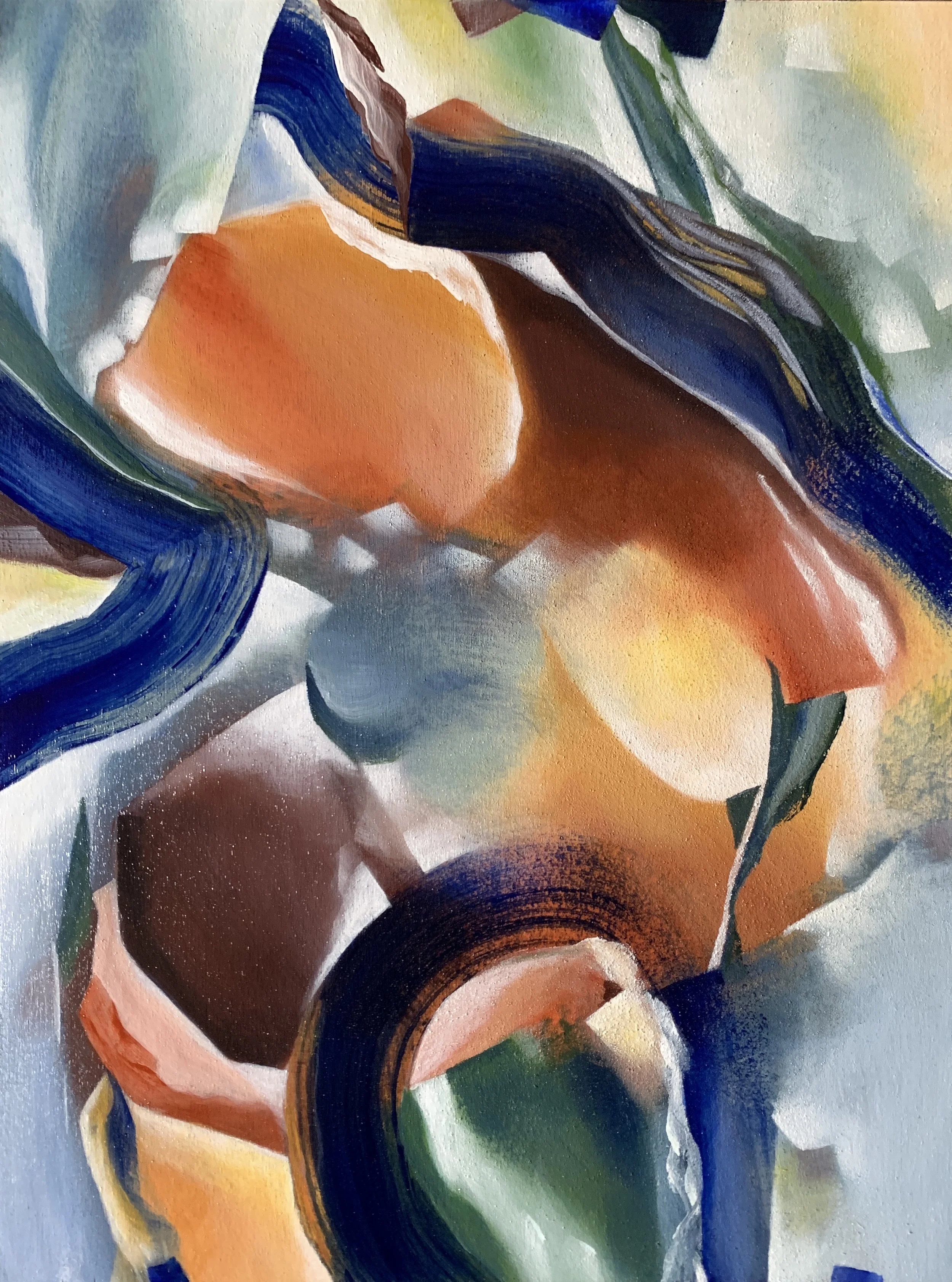 Unfurled; 16x12" natural earth paint on cradled wood panel