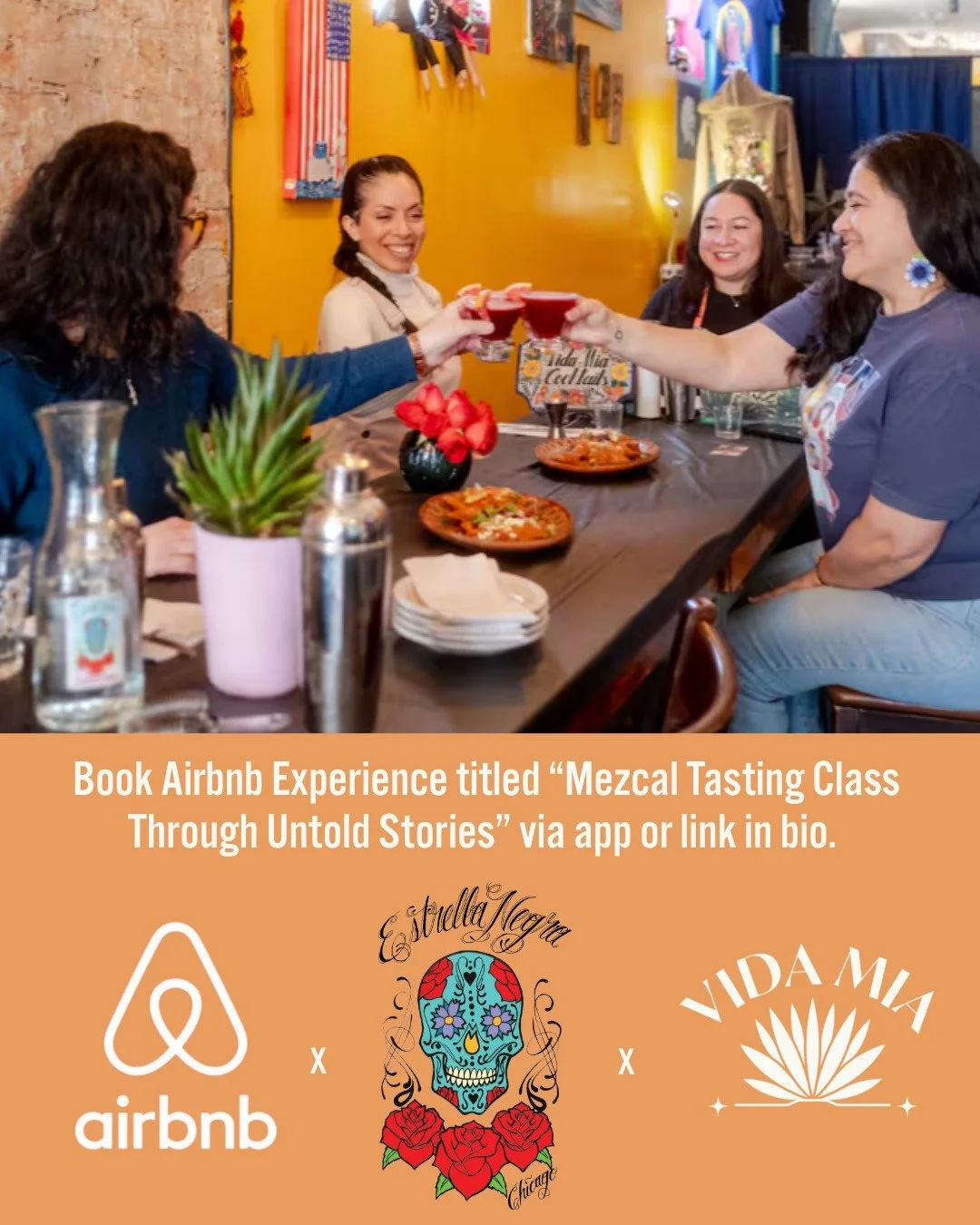 Vida Mia launched a Mezcal Tasting Experience on the Airbnb platform. 🎉

📍 The Venue: Sessions will be held at @estrellanegrarestaurant in Chicago, a great backdrop for Mexican heritage-forward storytelling.

🤝 The Partners: Our intention is to bu