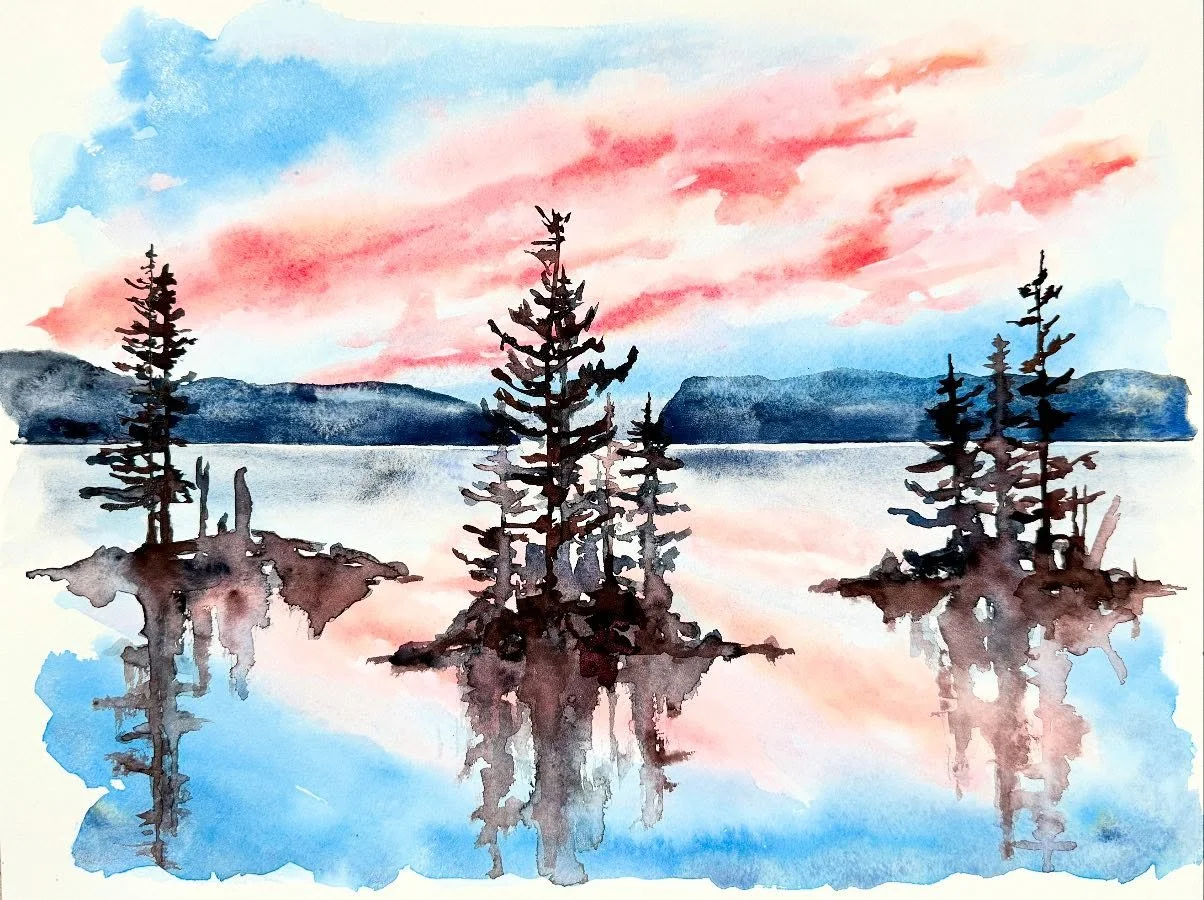 Sentinels. 
(Watercolour)

Playing with my favourite medium again.

#watercolourpaintings #islands #sunset #upnorth #landscapepaintings