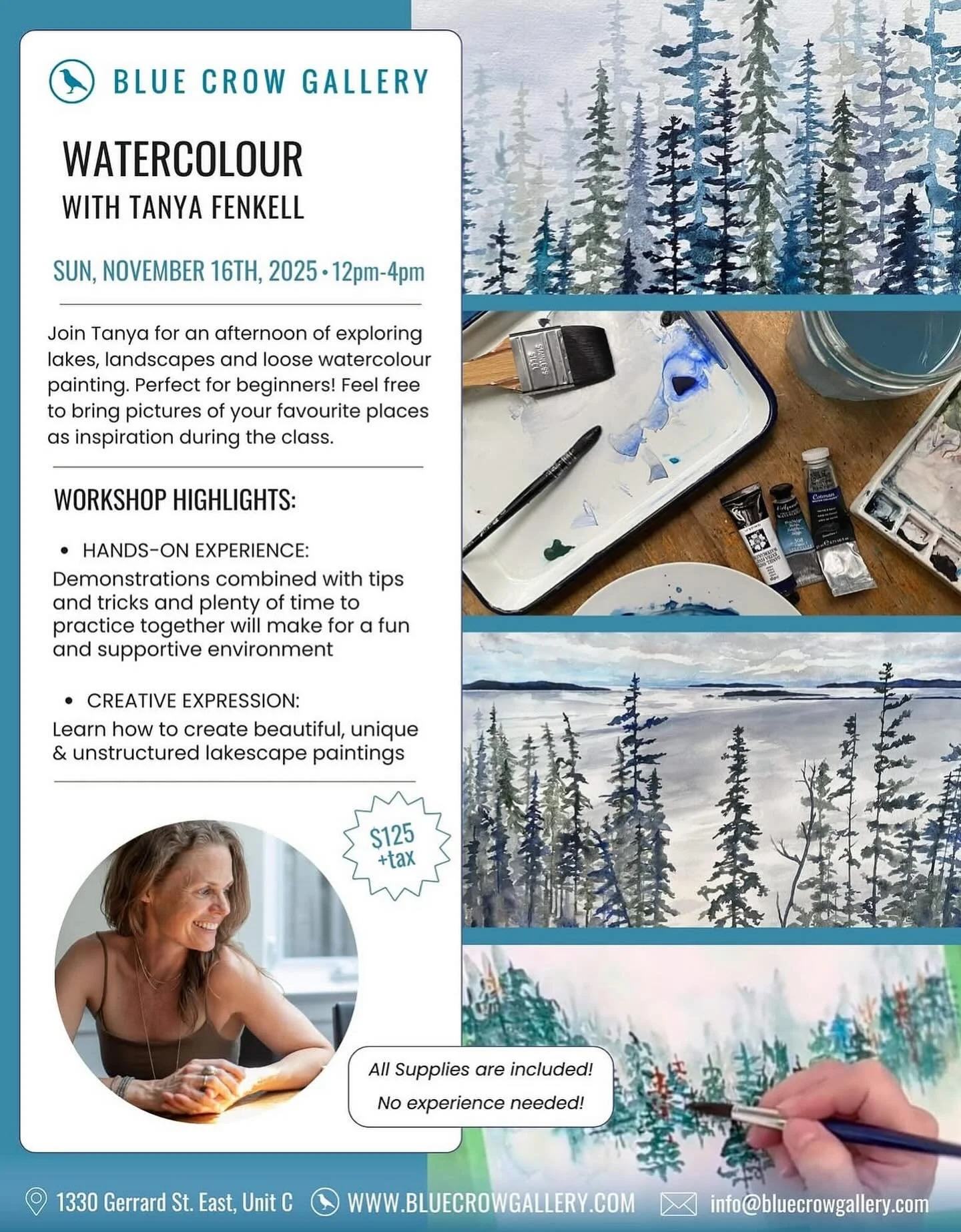 Looking for a new creative outlet this fall? Join me @bluecrowgallery for a fun afternoon on November 16th learning new skills and embracing the wonderful world of watercolour landscapes. Sign up through the gallery. These classes usually fill up so 