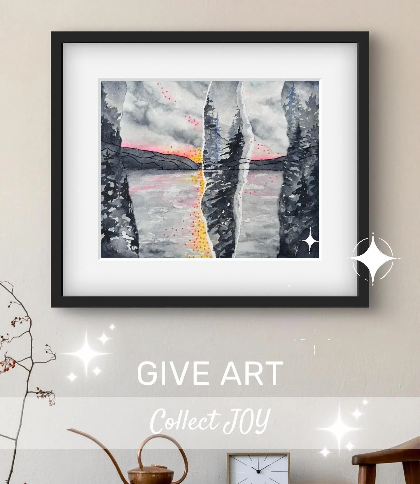 Thursday, November 20th is the presale launch of the Holiday Gift Guide on ARTWRK.CA, featuring much beautiful artwork. Happily, a few of my stitched watercolour collages are included. There is something for every taste, and the theme this year is &l
