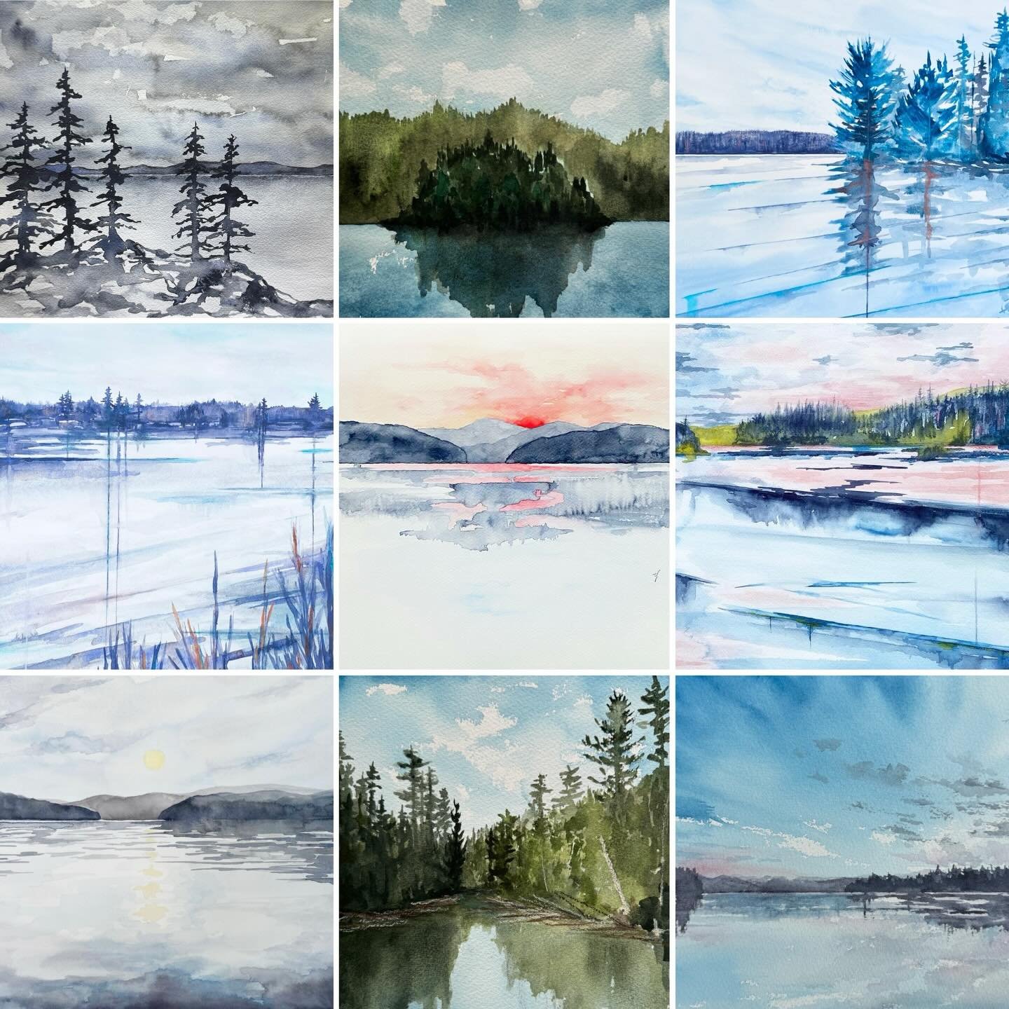 Here are some shots from today&rsquo;s wall refresh @musegallerycafe after a snowy drive! Everything looks great and as always in great company in this gem of a spot in Bancroft, Ontario. 

#ontarioart #watercolourpaintings #artforyourwalls
