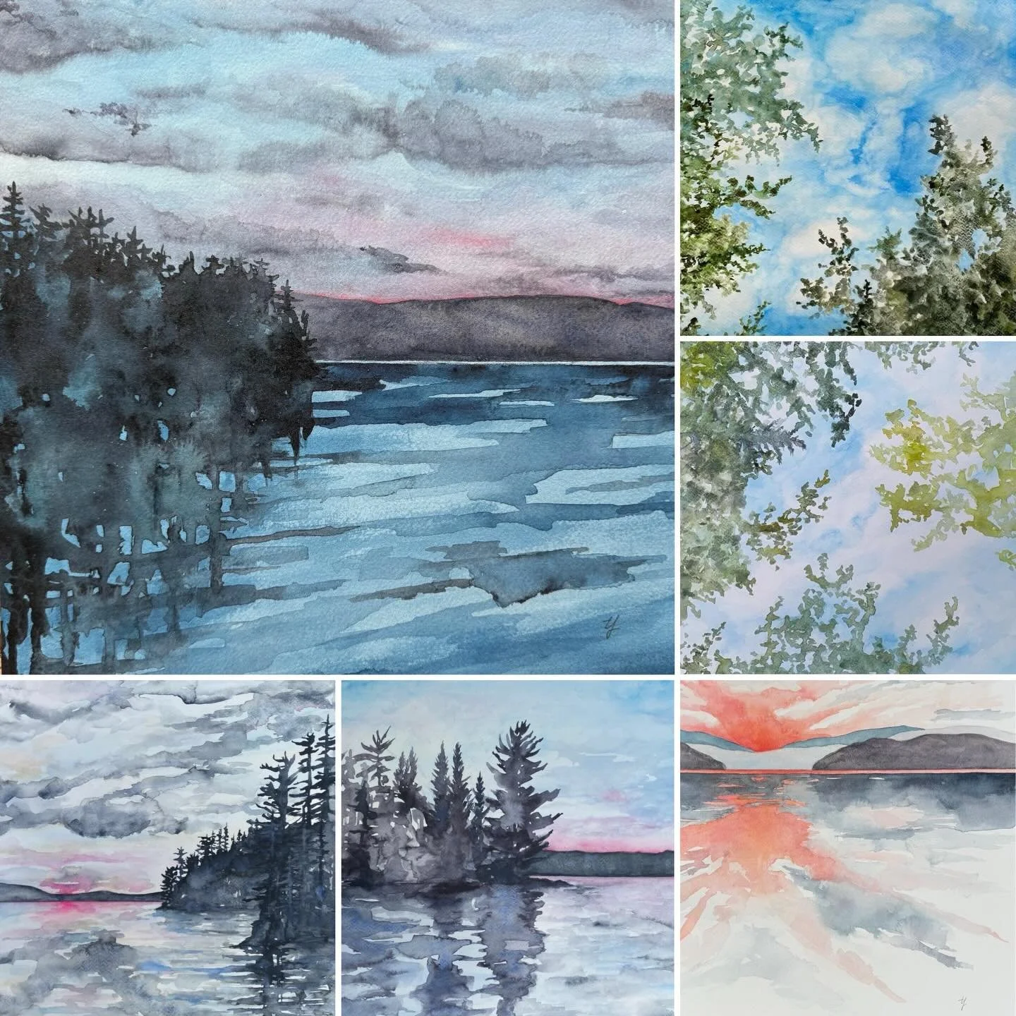 Happy to share that a few of my 12x12 watercolours mounted on birch panels are now available at the House of Art @eccoartgallerystudios &mdash; delighted to see what a natural fit these are in the space. If you&rsquo;re in Lakefield, drop by to see a