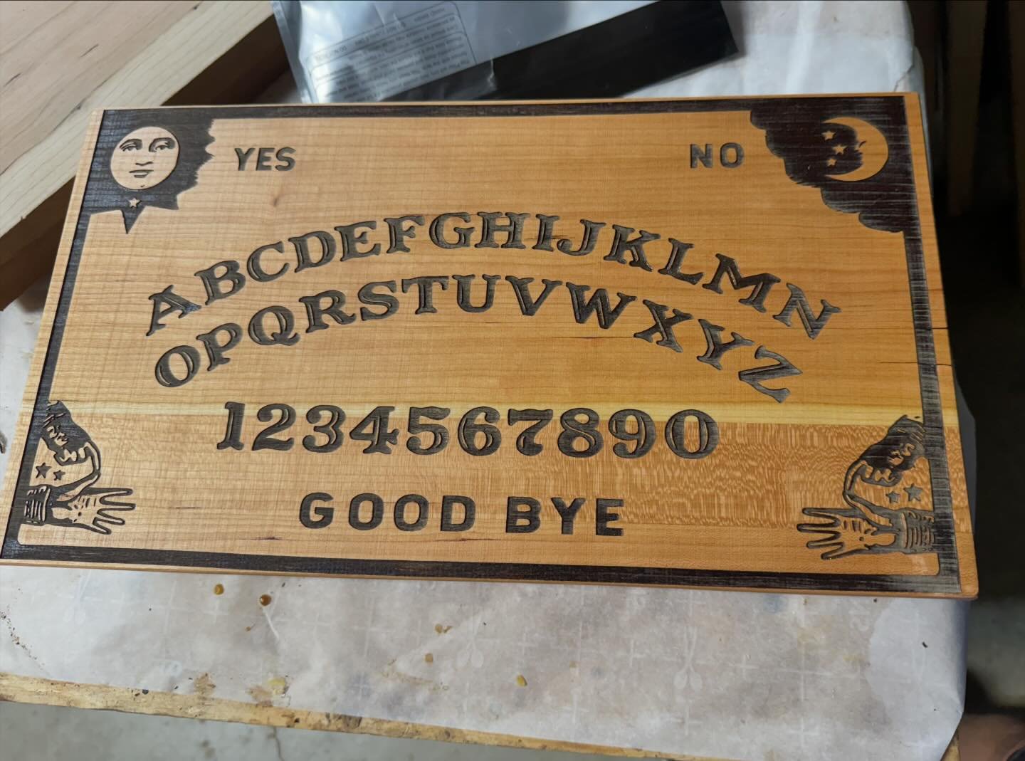 Something new for 2 vending events this weekend
16x9 Ouija Board, made in Cherry

Today(5/10) @thechathamfarmersmarket 3-7 Chatham, NY
Tomorrow (5/11) @yaymarkets Peekskill, NY