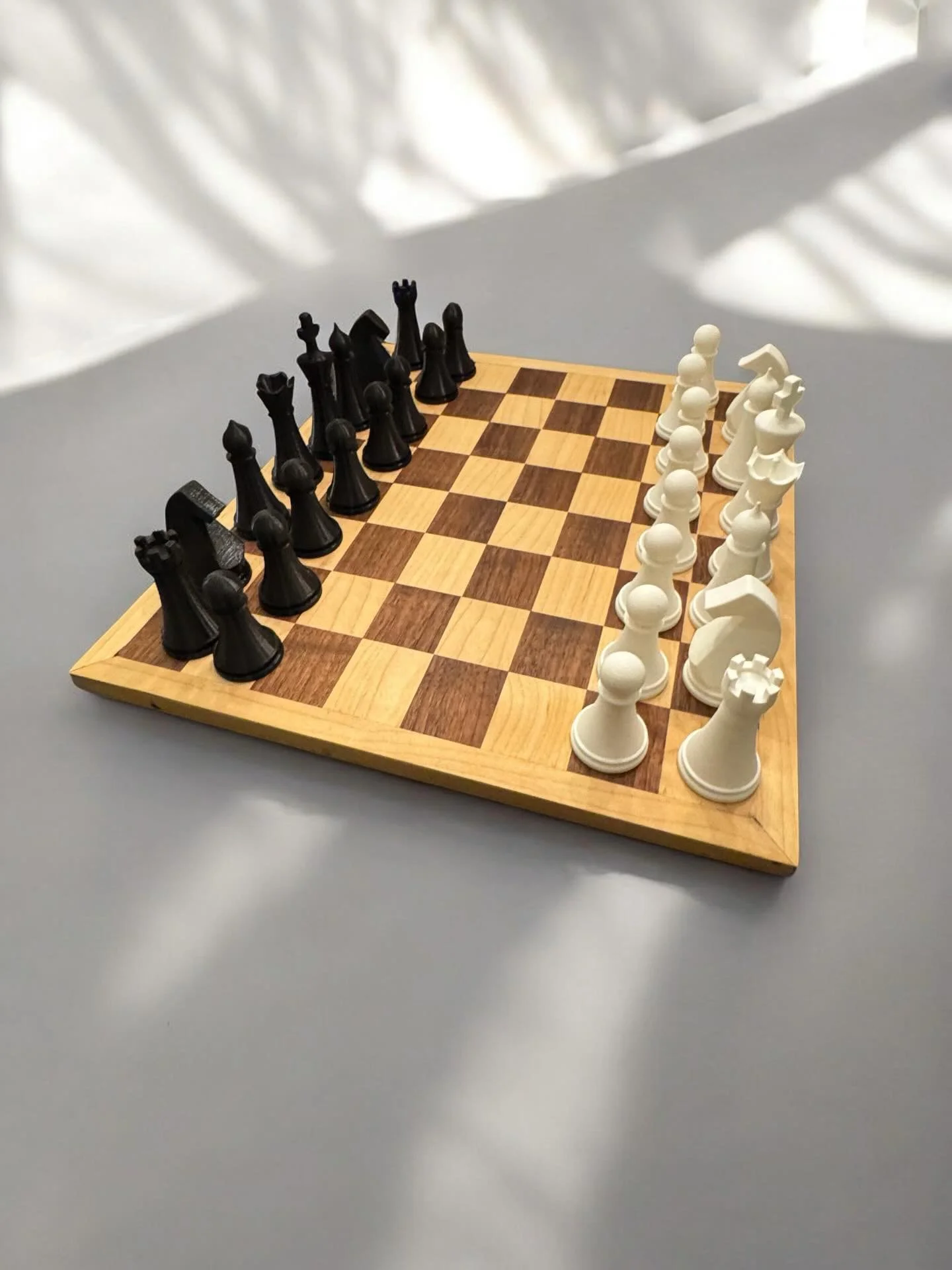 Made this chess board a few years ago and it never sold. I didn&rsquo;t make the chess pieces. I thought I would one day..

 Now I have a 3D printer!