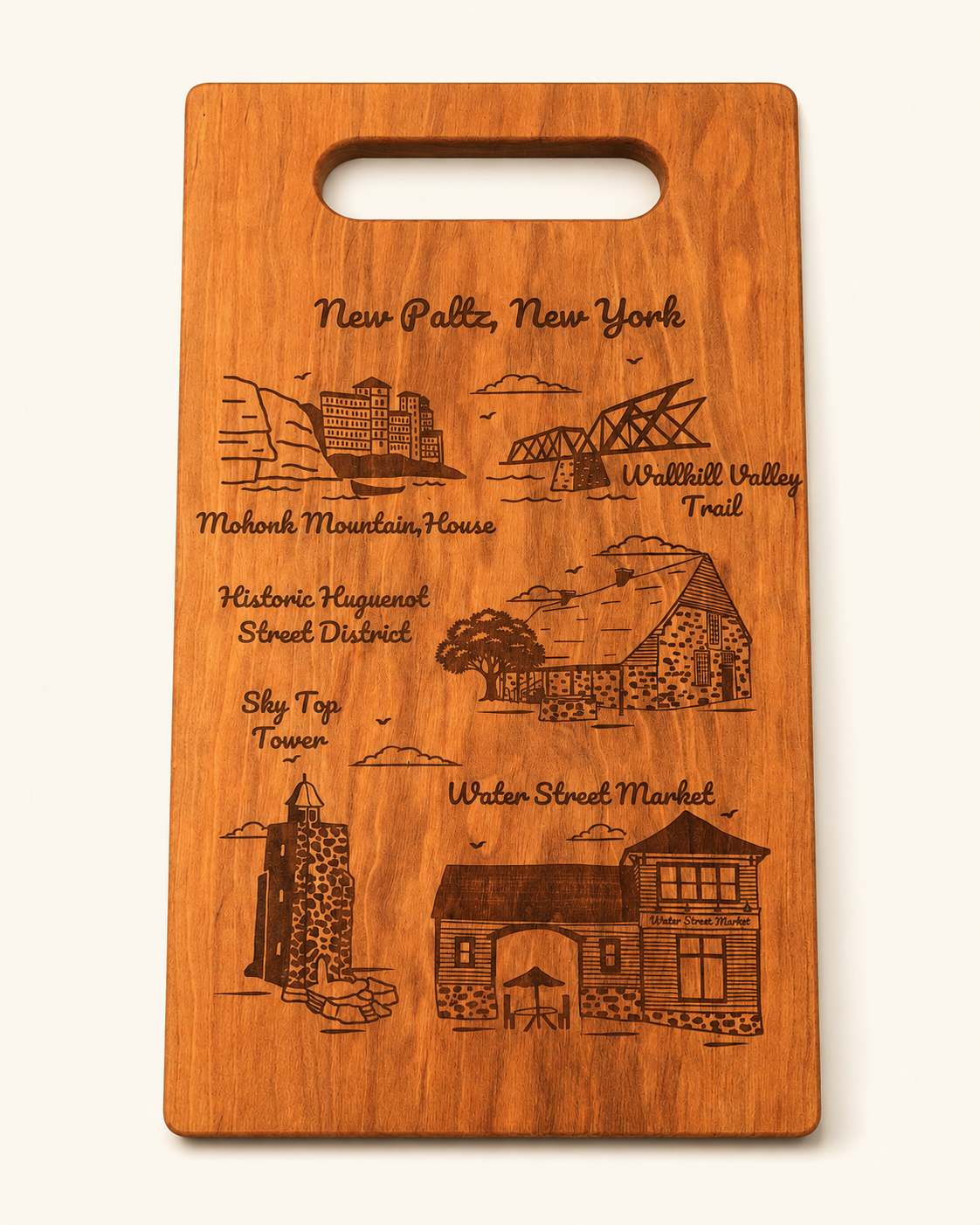 New Paltz NY Engraved Charcuterie Board