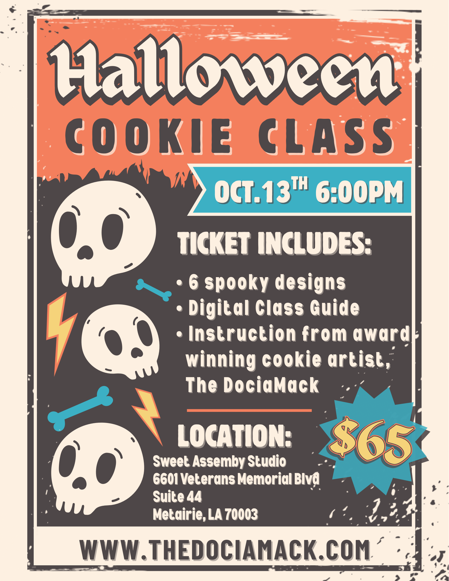 Flier for October 13th Halloween Cookie Class