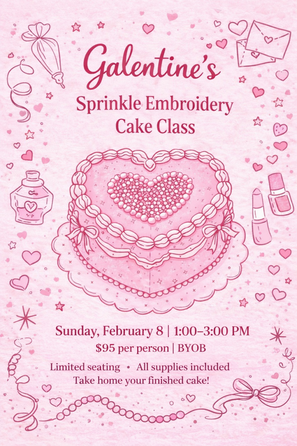 Galentine’s Sprinkle Embroidery Cake Class - 2/8