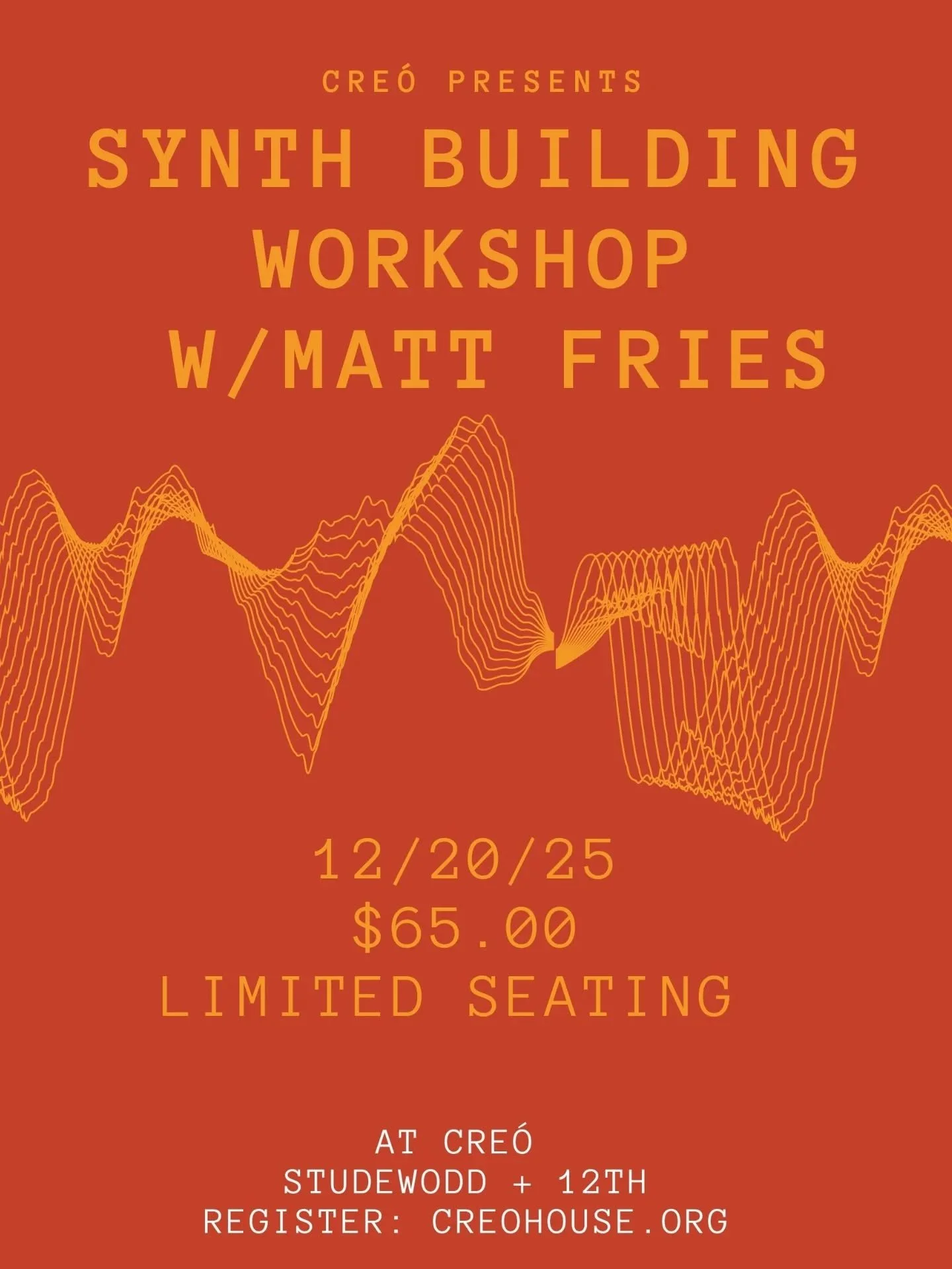 Build your own synth ✨🎛️

Houston artist and Moon Papas co-founder Matt Fries is leading an immersive, hands-on synth-building workshop and you're invited to come build, experiment, and take home some new sounds.

Whether you&rsquo;re a musician, a 