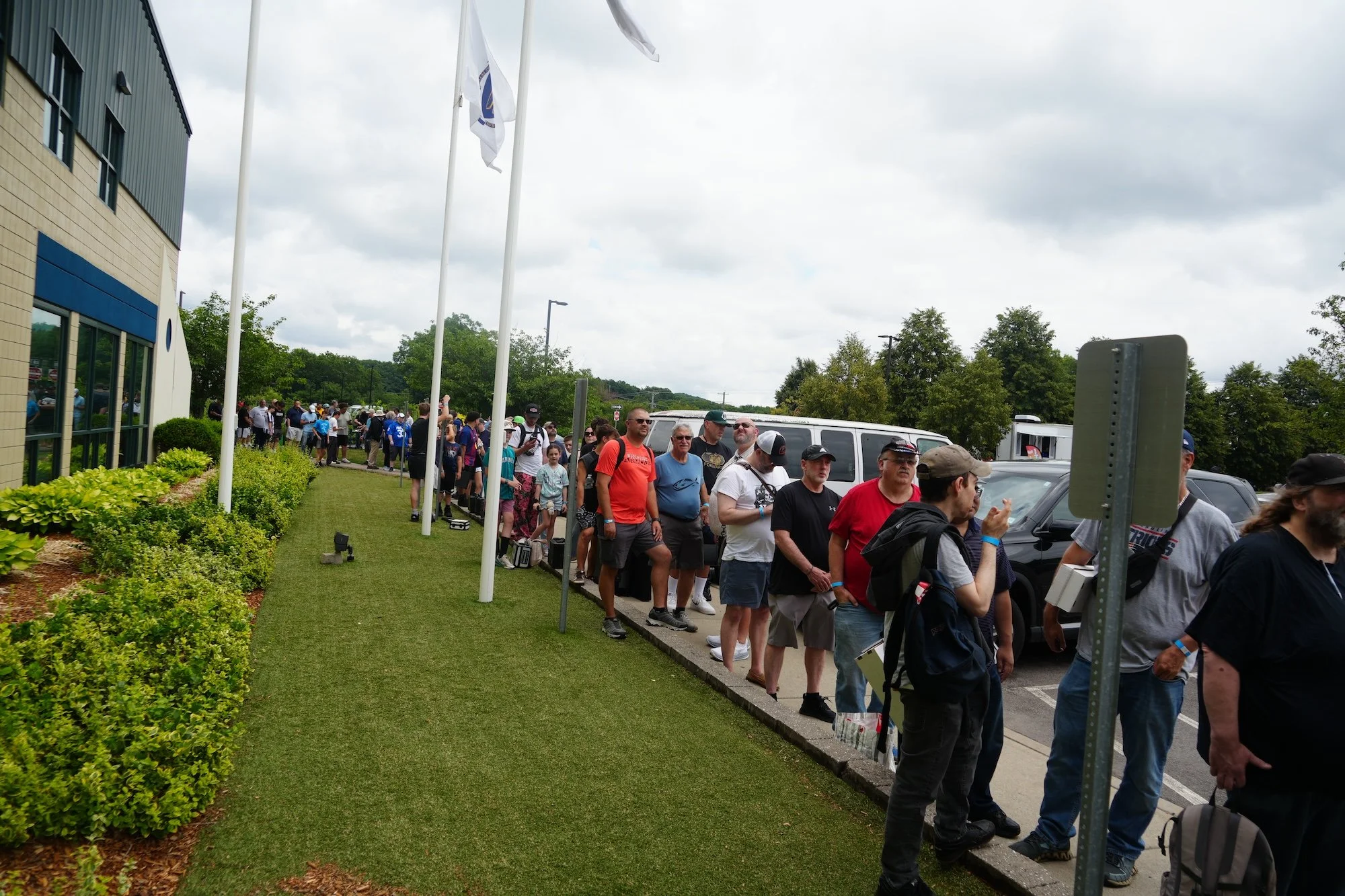 Attendees lining up before doors open