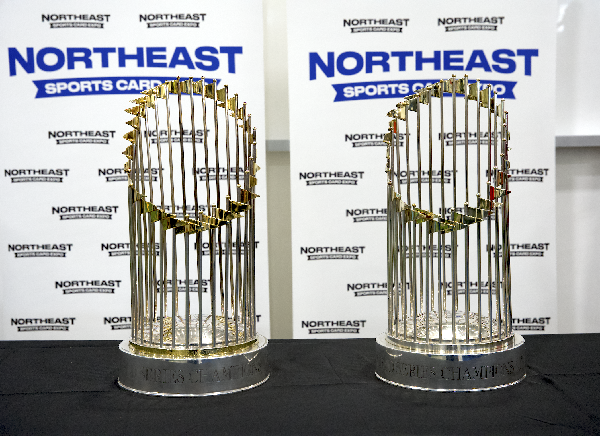 The 2004 and 2007 Red Sox World Series Trophies