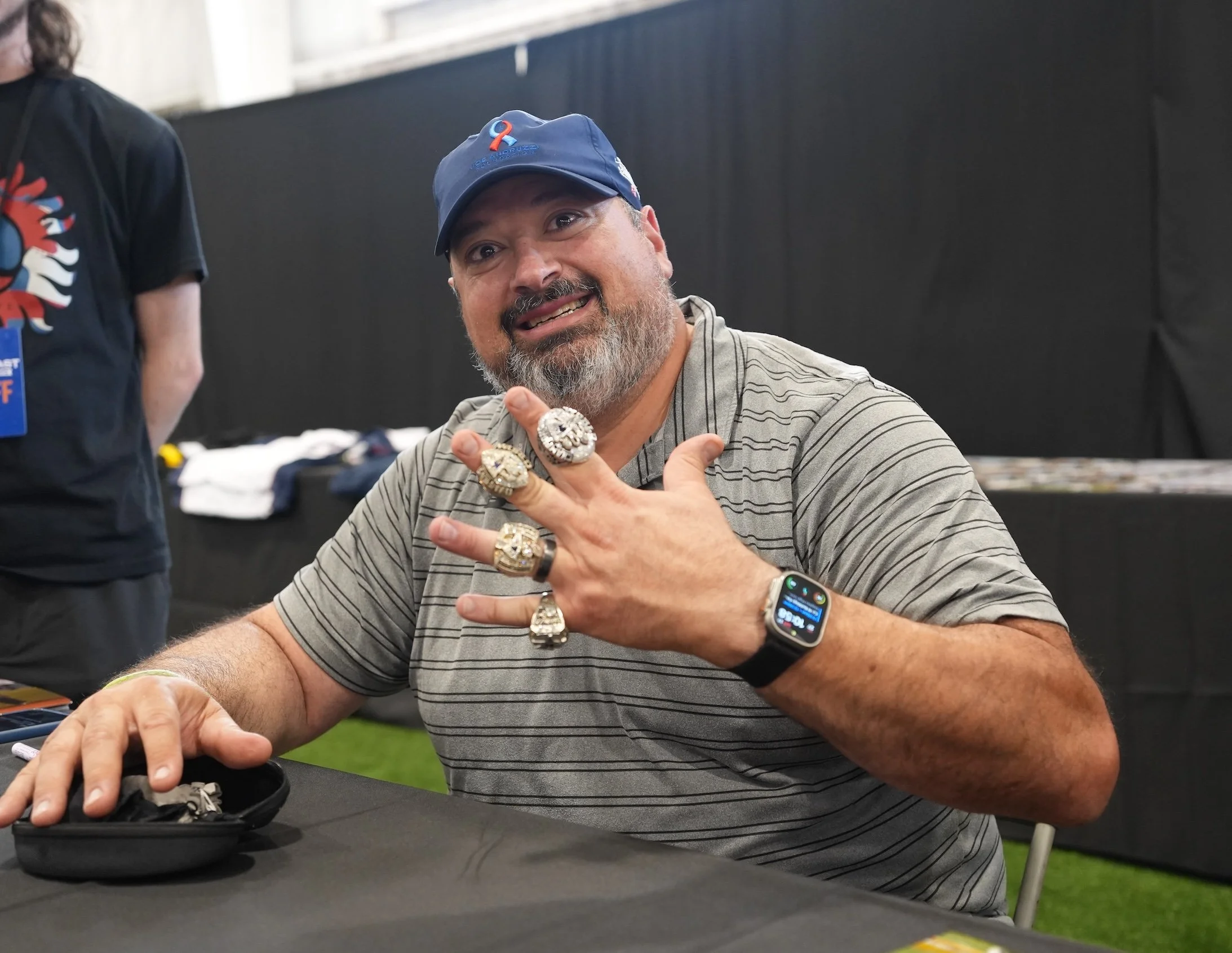 Joe Andruzzi with his Super Bowl rings