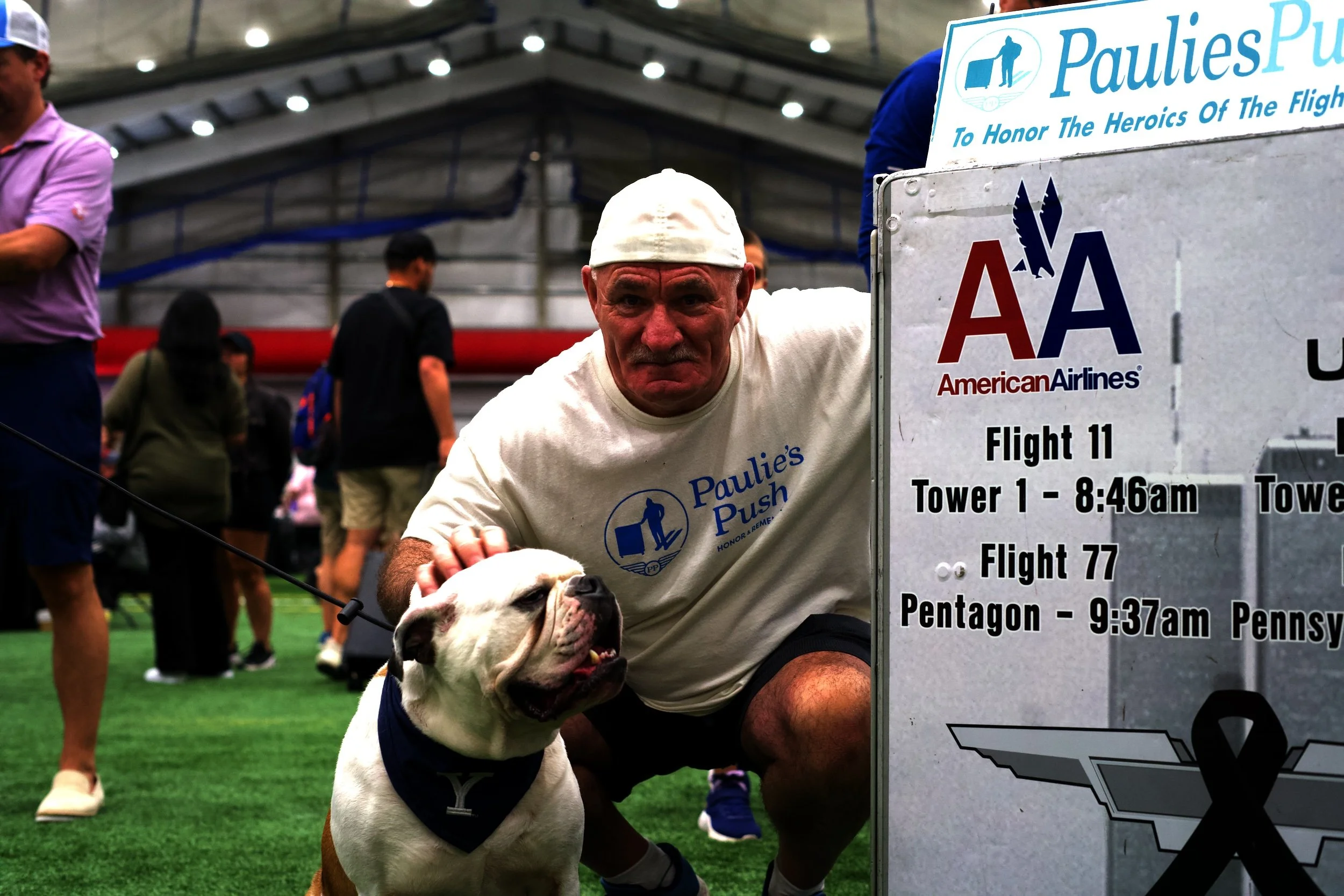 Paul of Paulie's Push with Yale mascot Handsome Dan