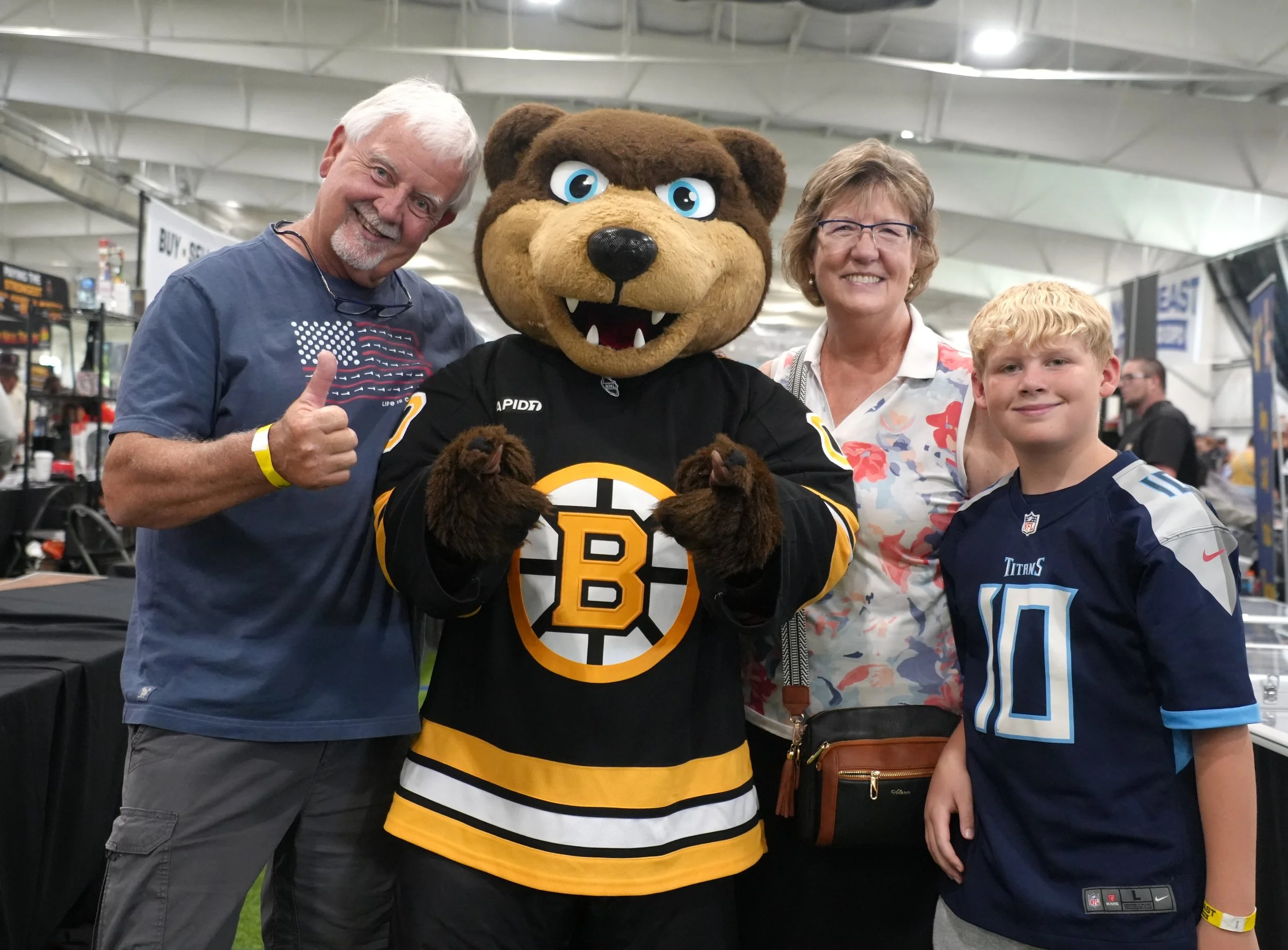 Boston Bruins' mascot Blades with attendees