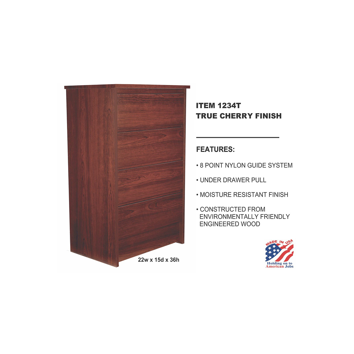 4 Drawer Chest Cherry Finish Perdue — The Furniture Store Piqua