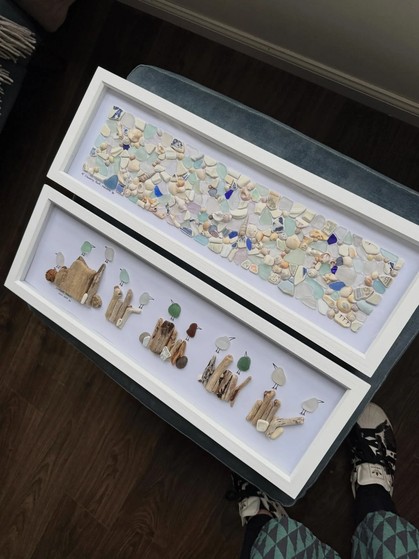 Two new special long designs available now at @friendsofhighlandtidedesigns&hellip;one featuring whites, pinks &amp; blues from Chanonry Point, and the other driftwood birds from Lochend, Loch Ness&hellip; 🩵