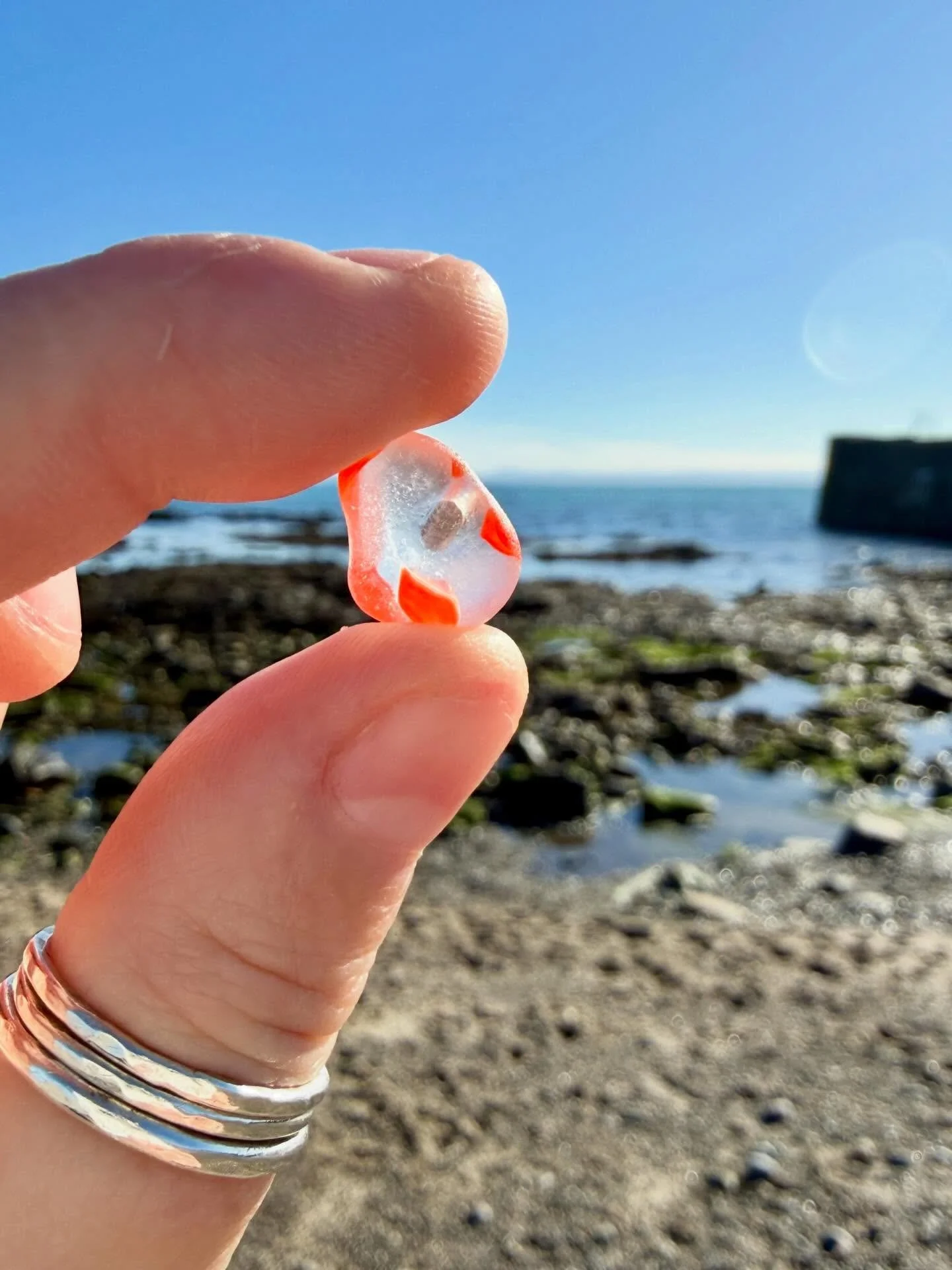 Balintore Beachcombing, Part 2&hellip;showstopper was that stunning glass bead but lots of other lovely glass, pottery and cowries in there too! 🩵