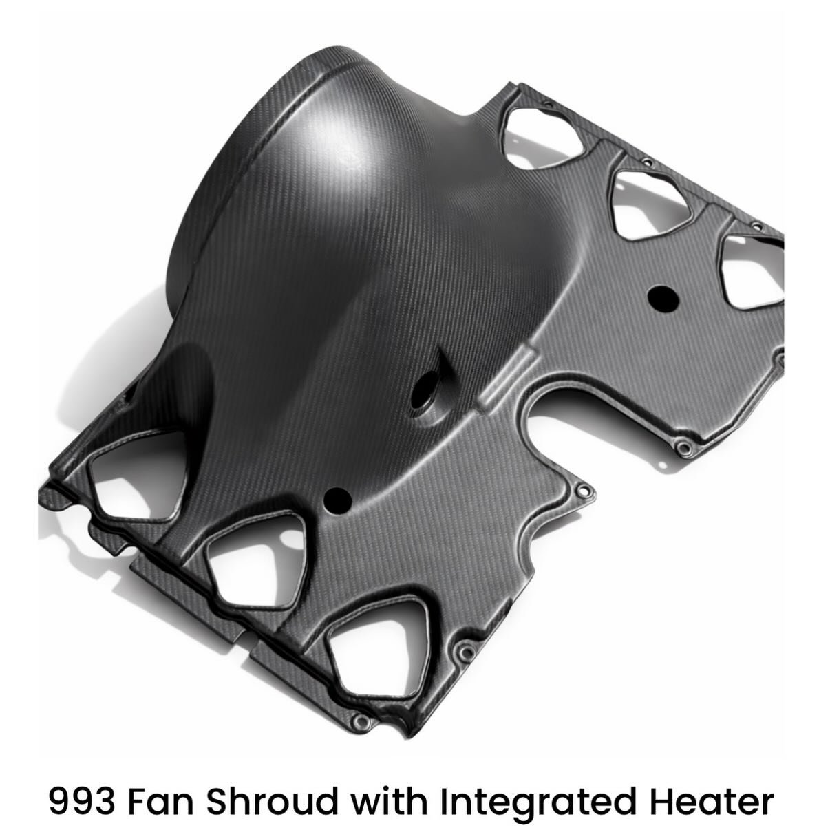 We have composite fan shrouds and tinware for 911, 964 and 993. Available in prepreg carbon fiber or carbon/kevlar.