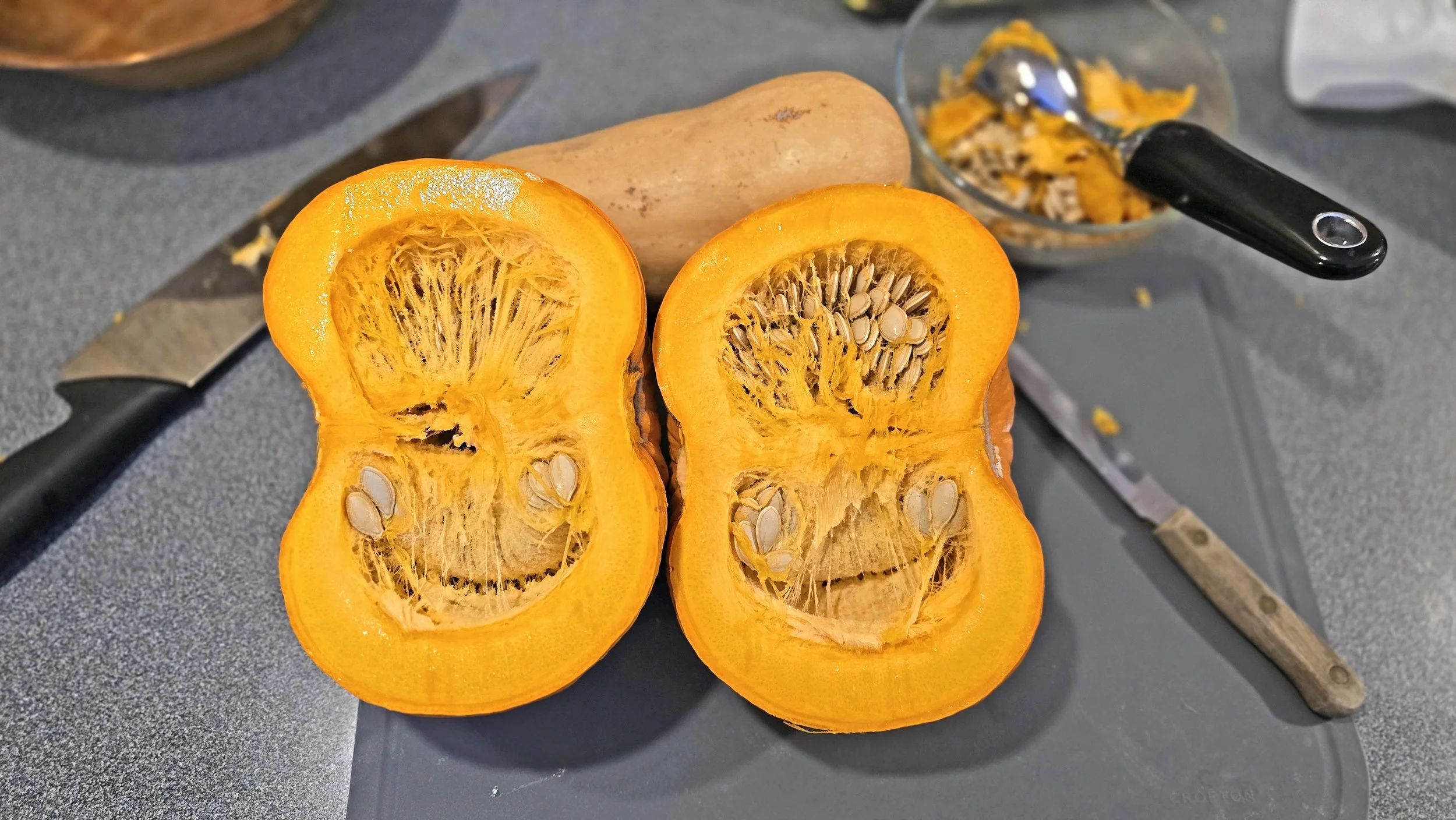 Pumpkins cut apart