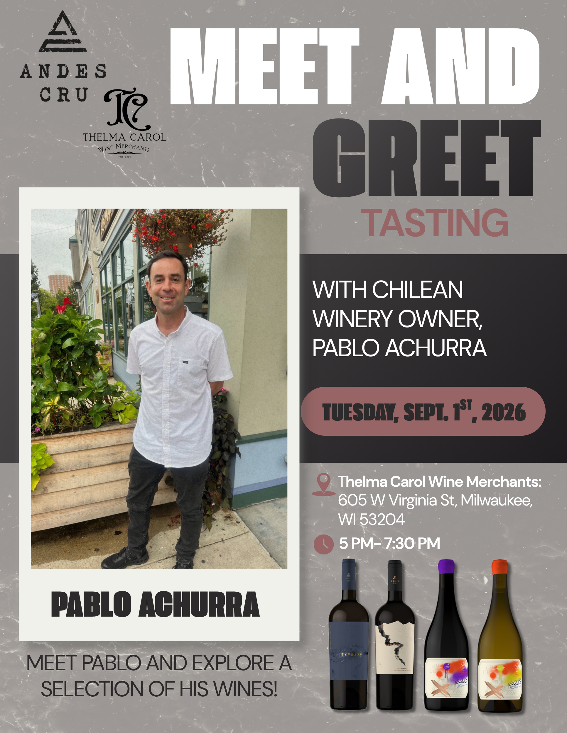 An Evening with Pablo Achurra, owner of Andes Cru of Chile