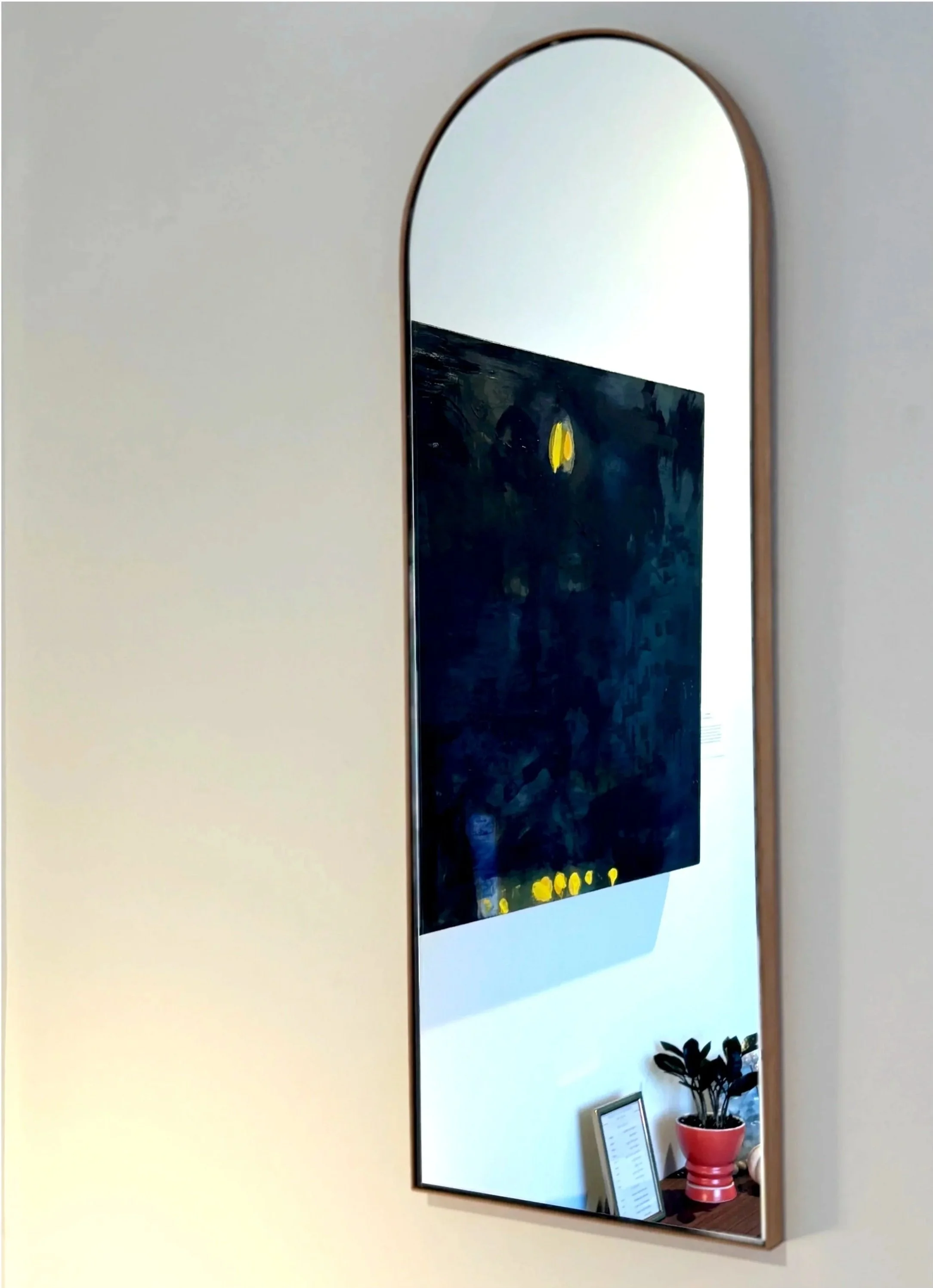 arched white oak mirror