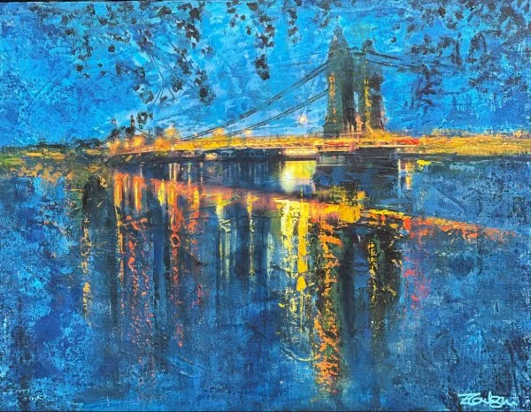 Hammersmith Bridge Reflections
Acrylic and mixed media.
400x300
£295