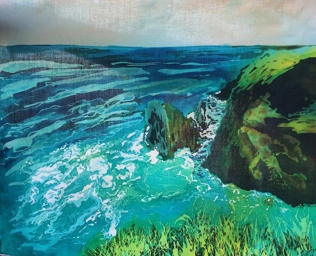 Godrevy Rocks Batik
50x40cm Procion dyes on cotton. Framed
SOLD.
Prints available.