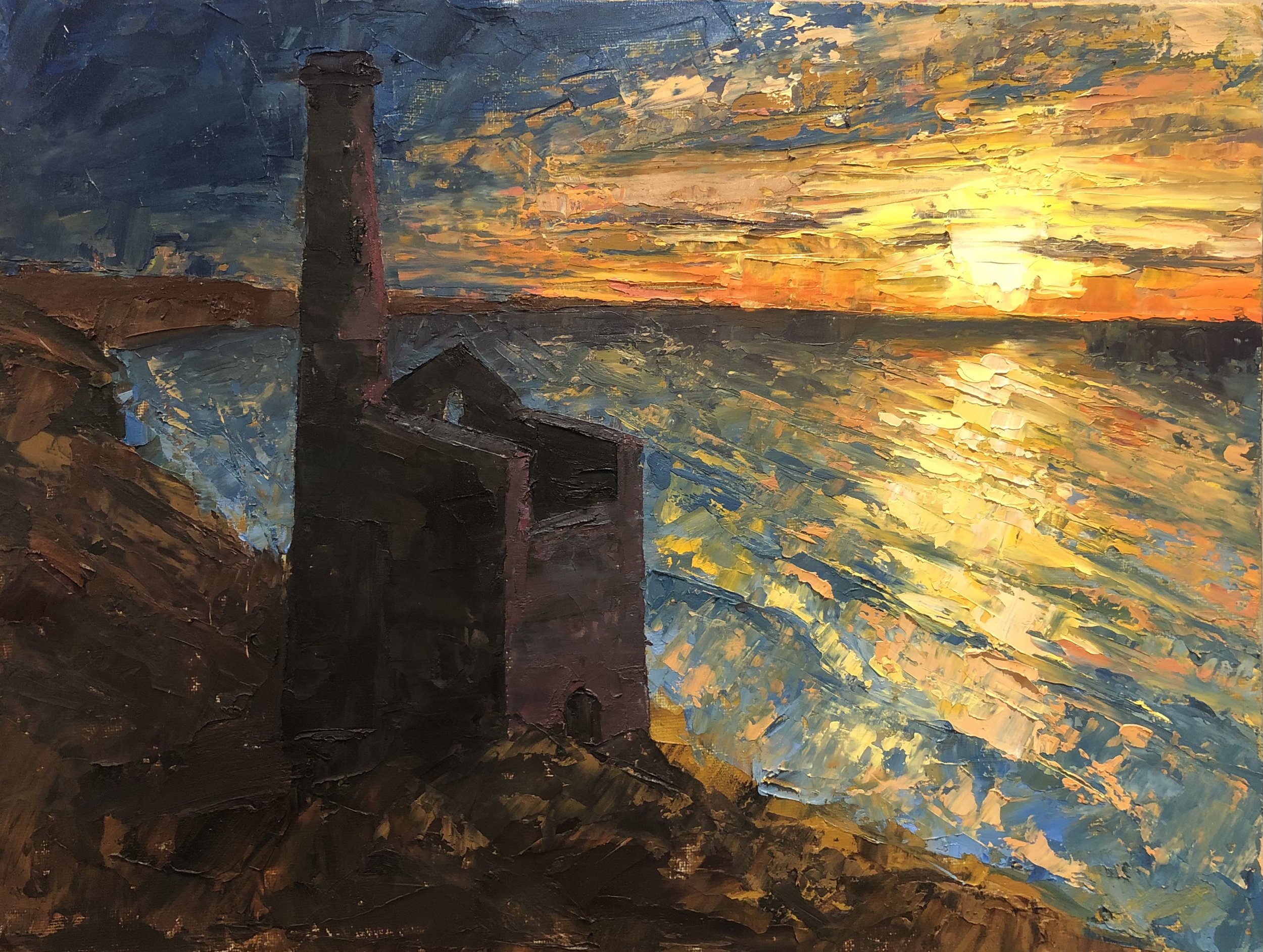 Sunset At The Tin Mine. Oil.