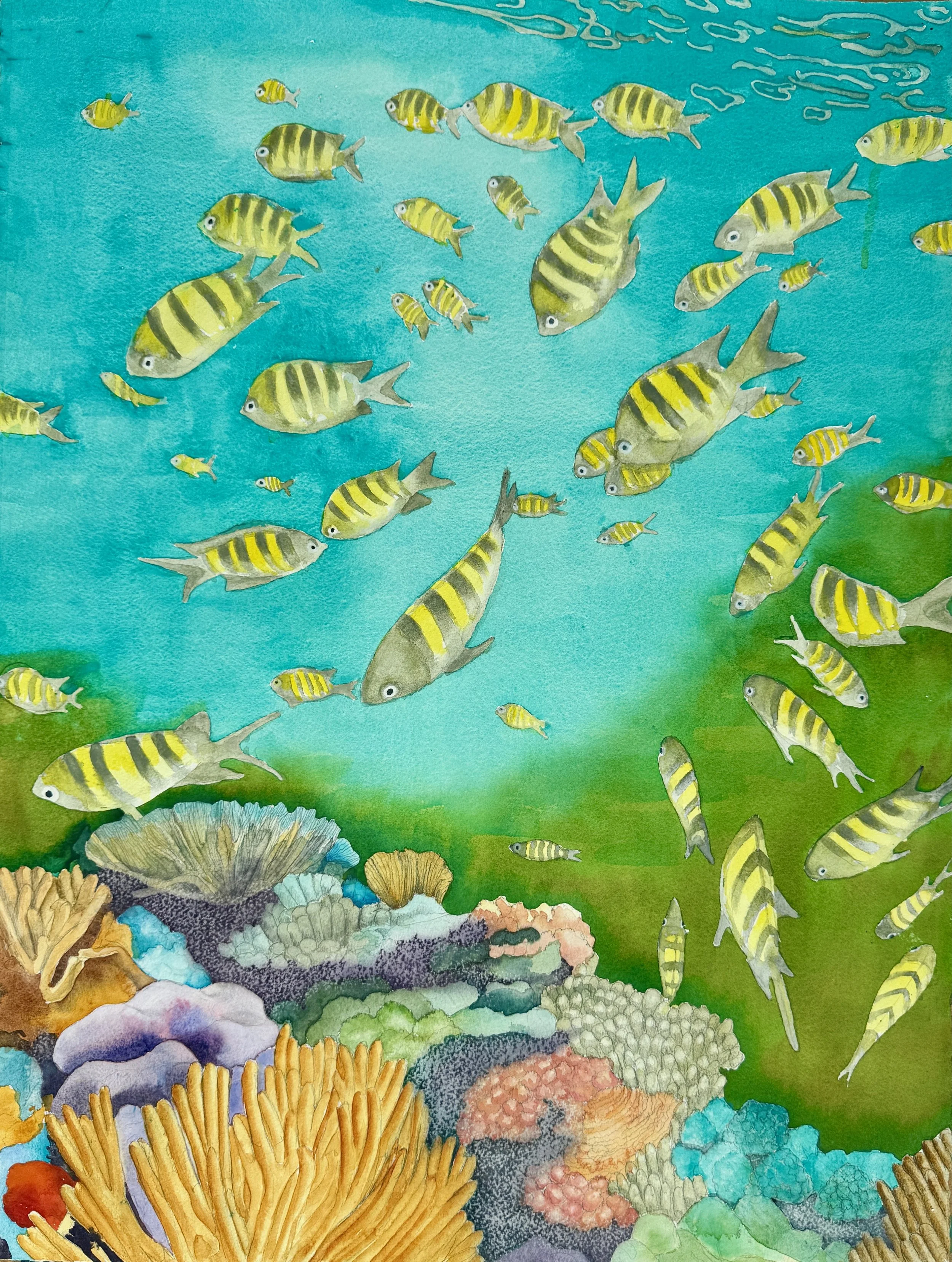 Double Take (left), 2025
Watercolor on paper, 30" × 22"